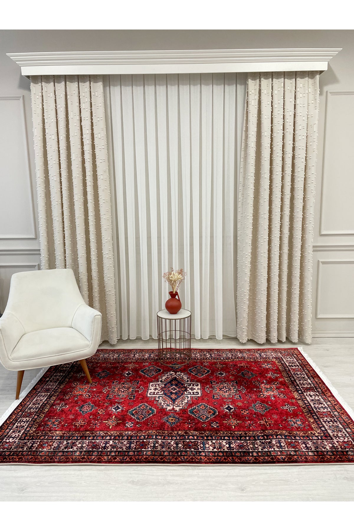 Kilim Motif Classic Non-Slip Base Round Rug