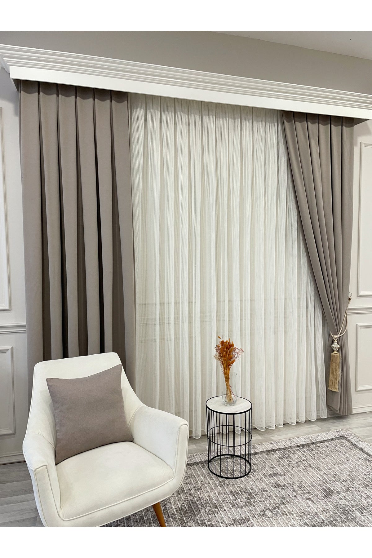 CAMEL Color 1/3 DENSE PLEAT Honeycomb Weave Soft Panama Blackout Curtain