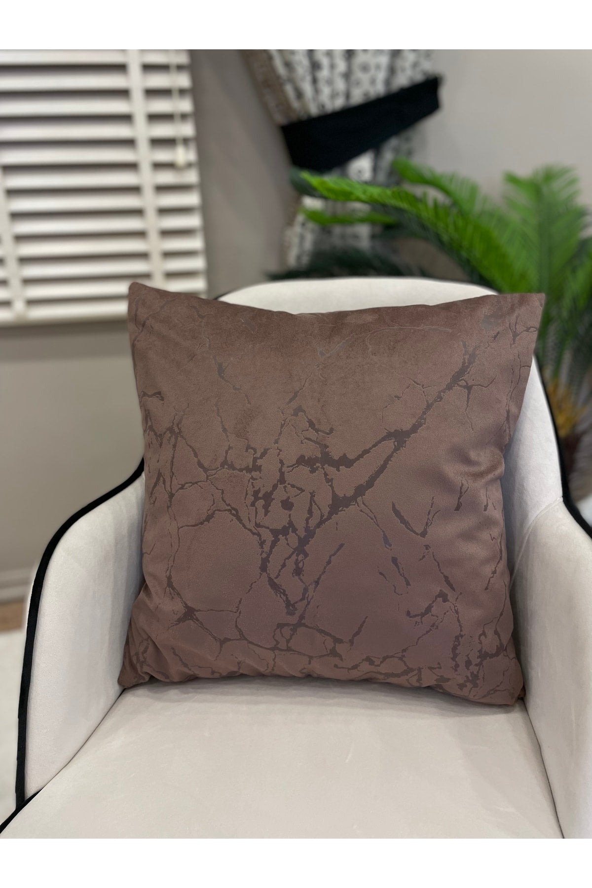 Set of 2 Velvet Throw Pillow Covers Ecru-Silver Foil (45X45)