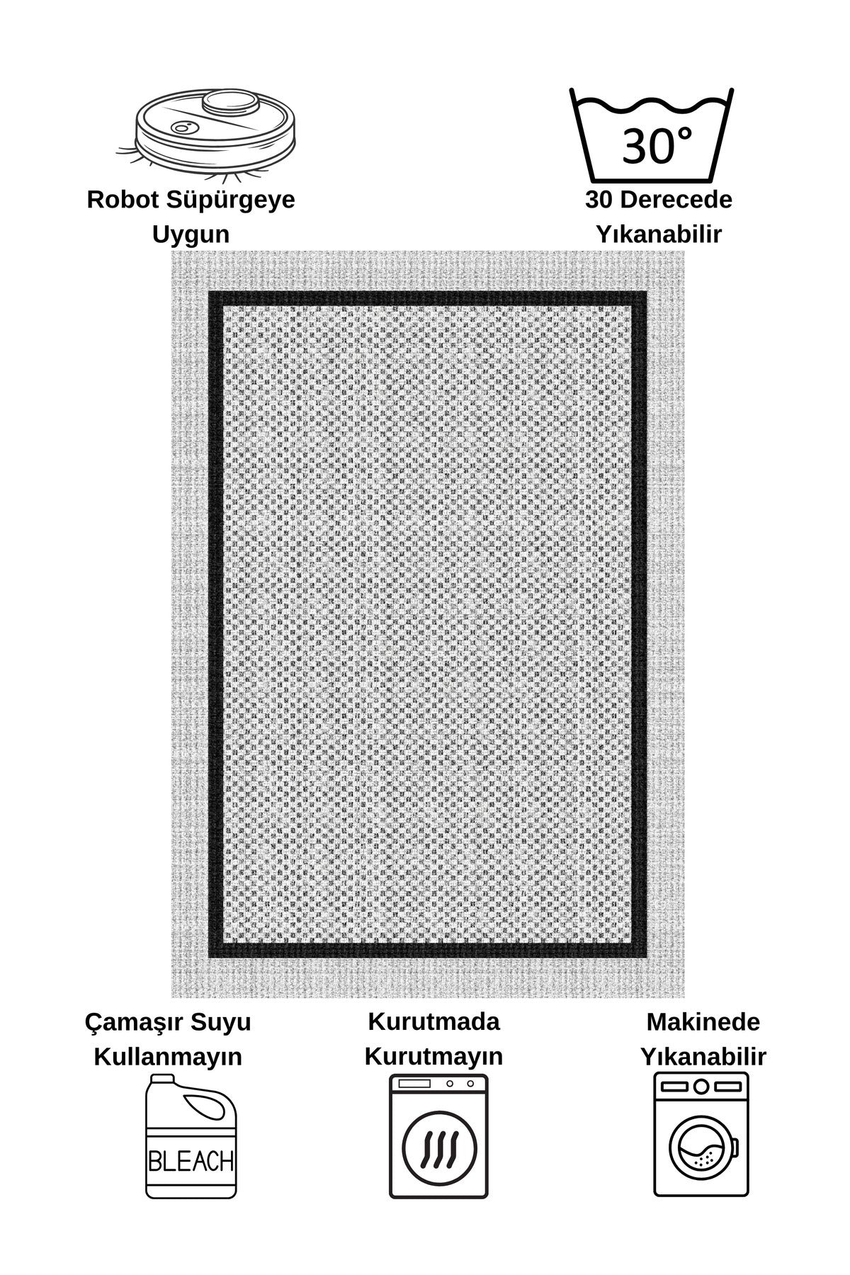 GRAY Jute Sisal-Look Bordered Non-Slip Base Runner Kitchen Rug