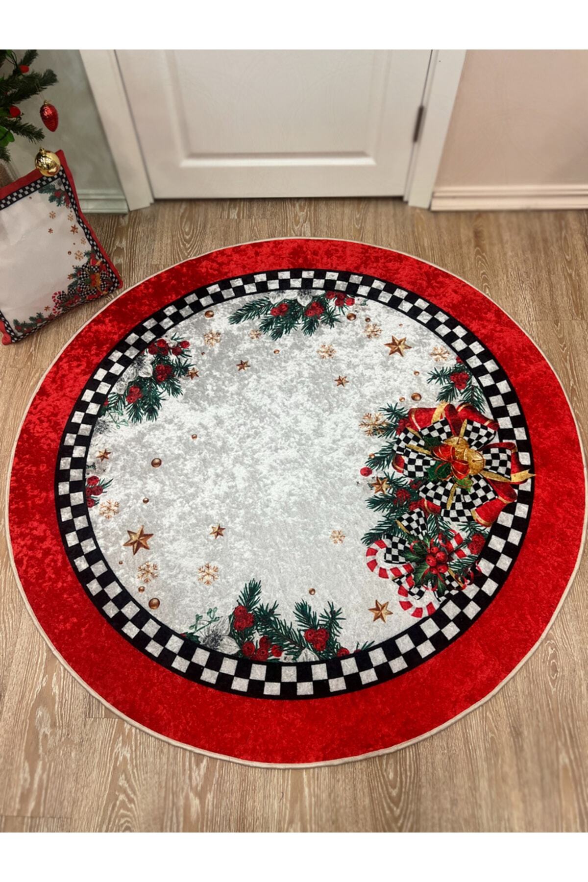 Christmas-Themed Red Christmas Tree Skirt Rug