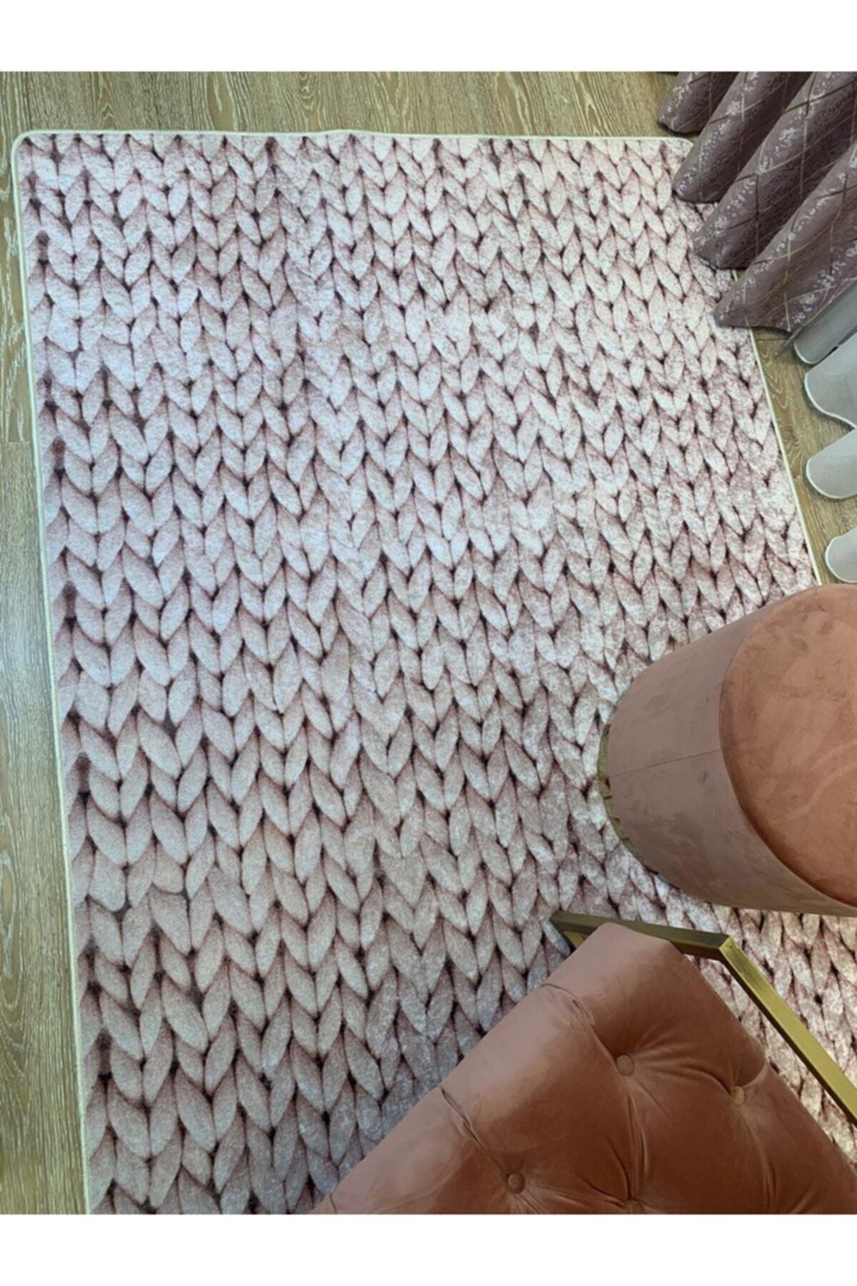 Örgü Model Lateks Kaymaz Taban Halı