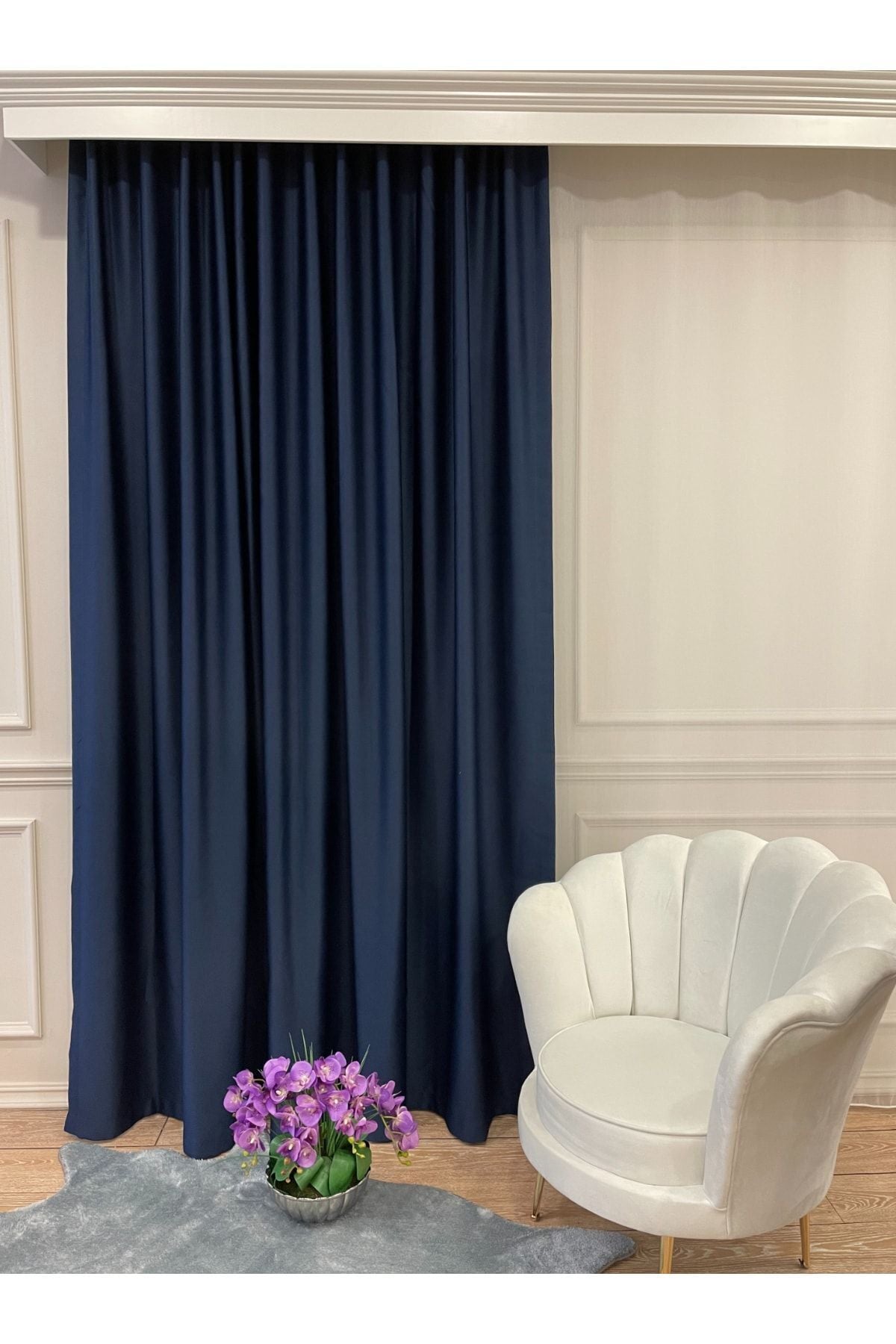 Blackout Room Darkening Curtain No-Pleat (Flat Stitch) Extra Stiffened - Black