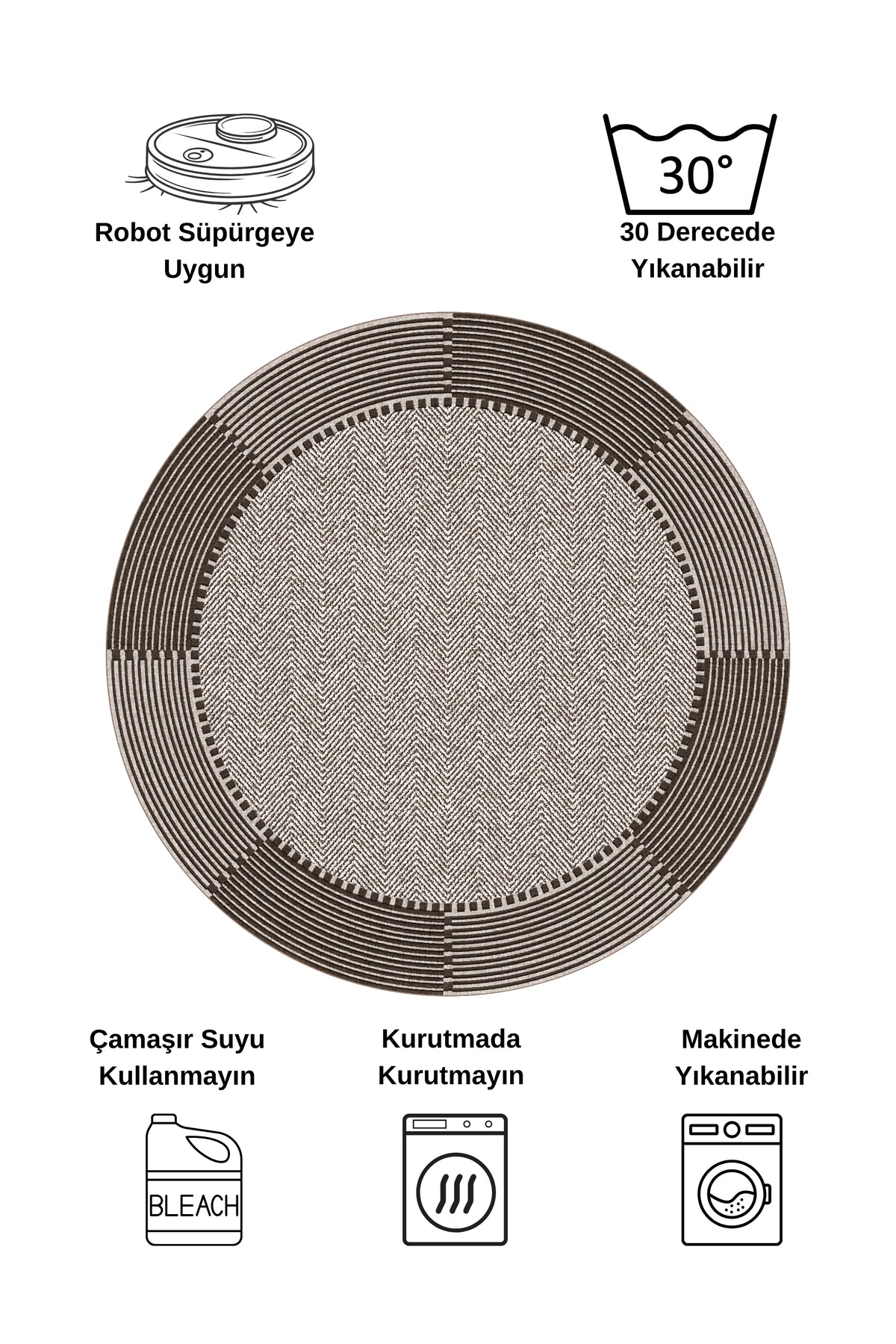 GRAY-BLACK Jute Sisal Look Non-Slip Base Runner Rug