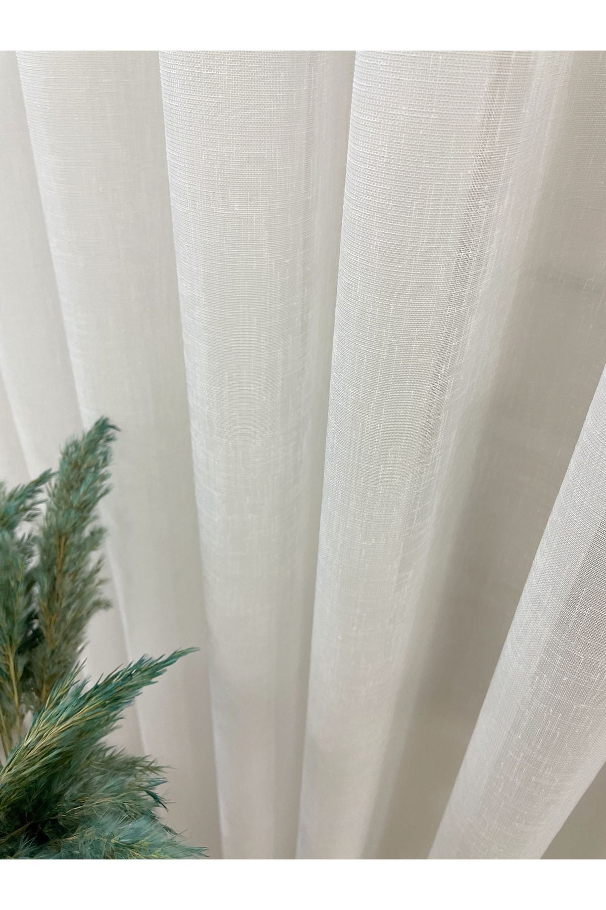 Ecru Linen-Look 1/3 Dense Pleated Sheer Curtain
