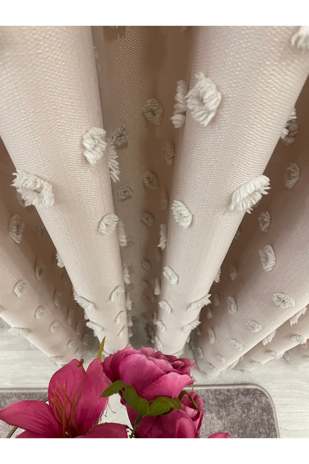 Blue Children's Room Pompom Puffy Blackout Curtain 1/3 Dense Pleating