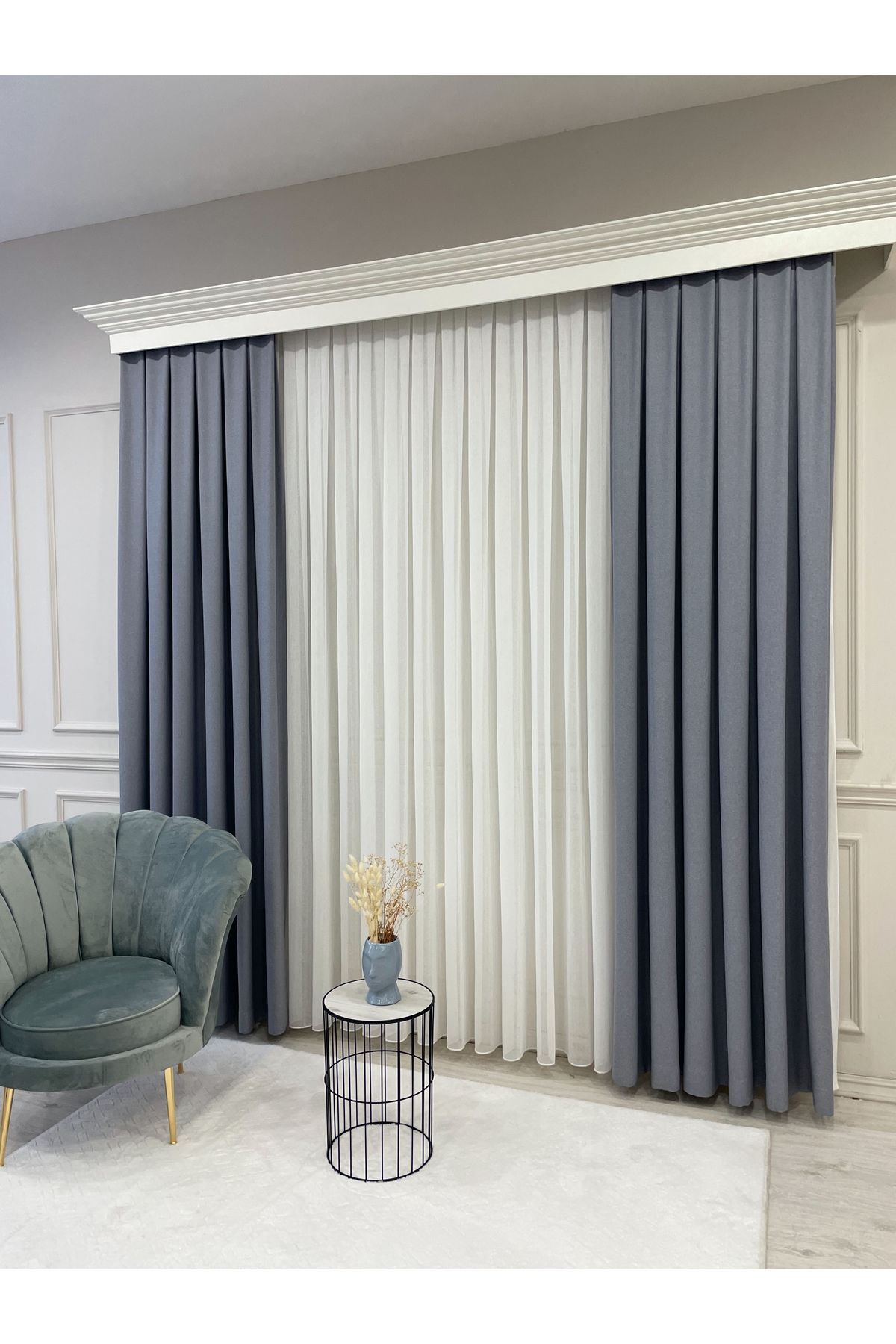 Heathered Milky Brown Linen-Look 1/3 Dense Pleated Blackout Curtain