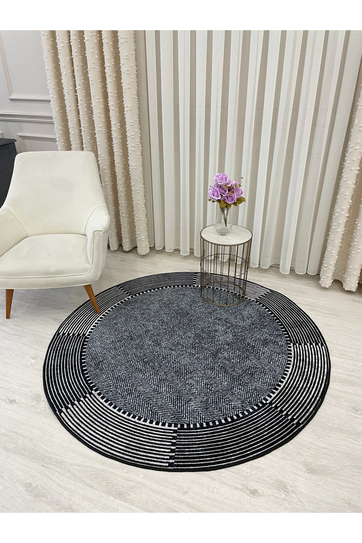 GRAY-BLACK Jute Sisal Look Non-Slip Base Runner Rug