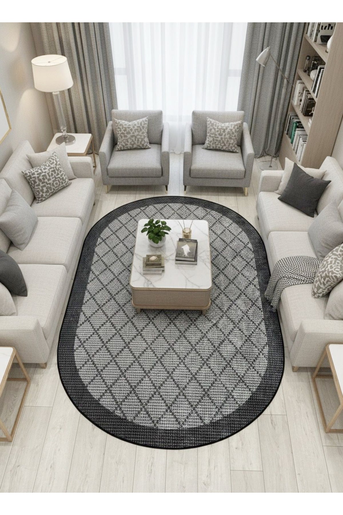 GREEN-BROWN Jute Sisal Look Bordered Non-Slip Base Runner Rug