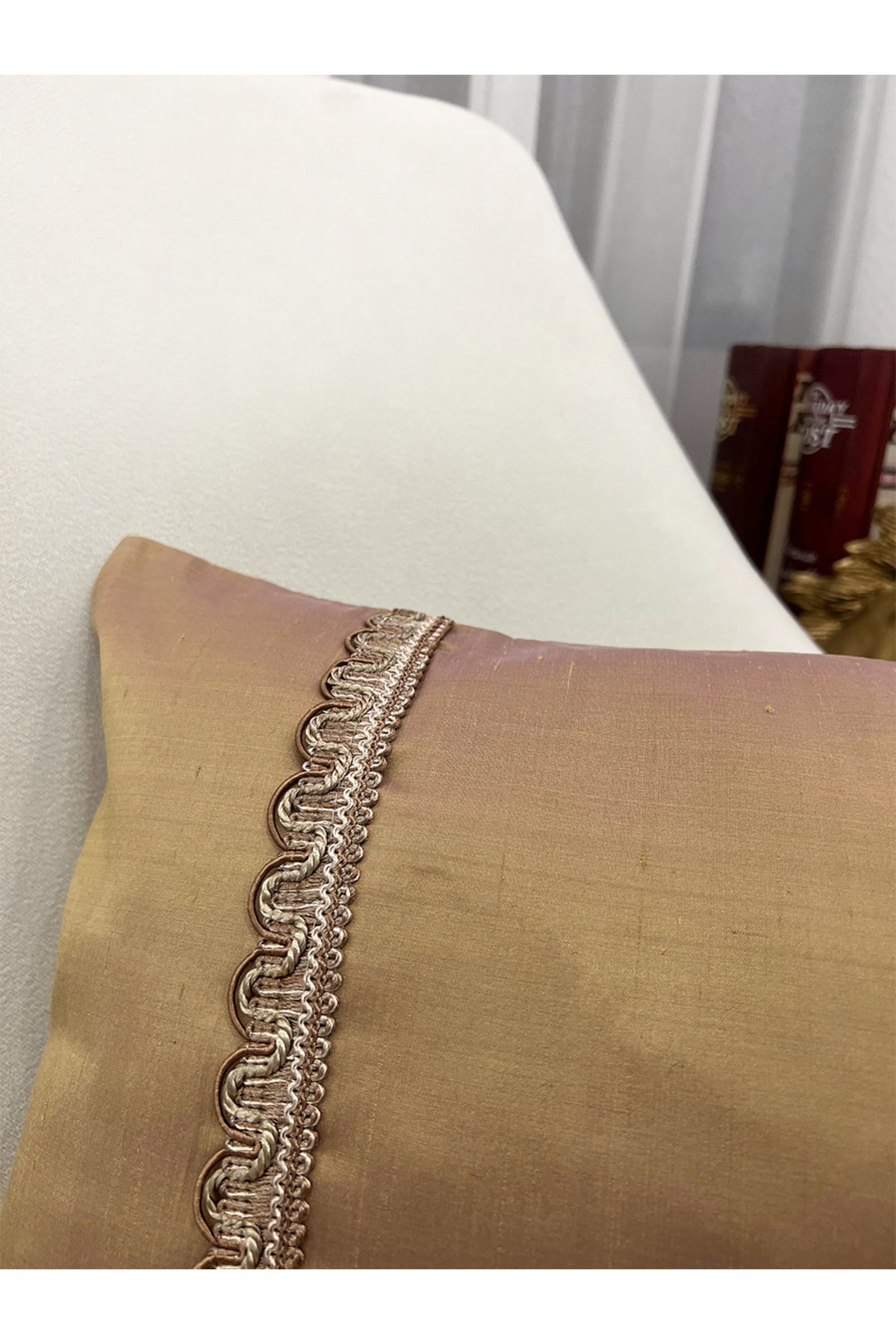 Imported Silk Cushion Pillow Cover with Cord (30x50) Oil Green