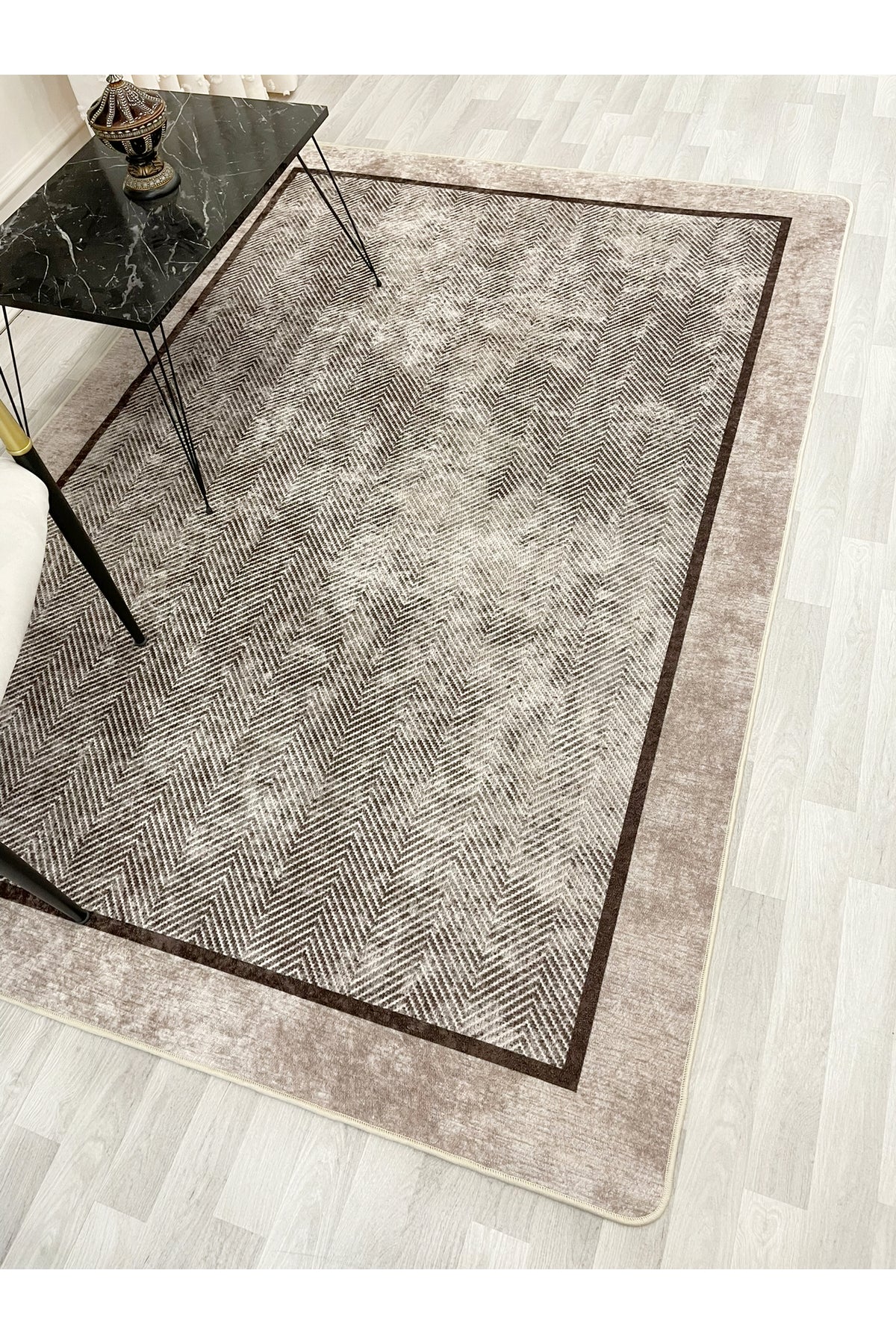 GRAY Jute Sisal-Look Bordered Non-Slip Base Runner Kitchen Rug