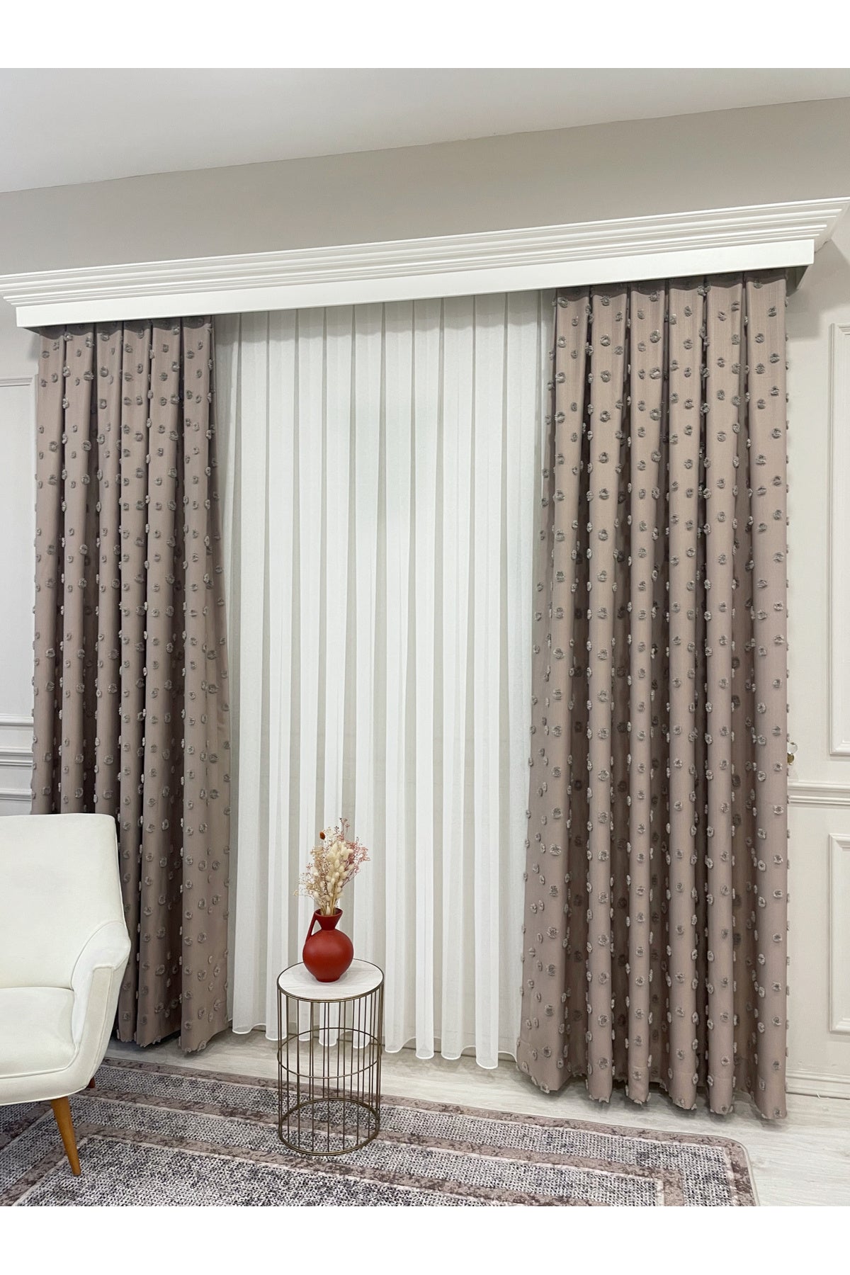 Blue Children's Room Pompom Puffy Blackout Curtain 1/3 Dense Pleating