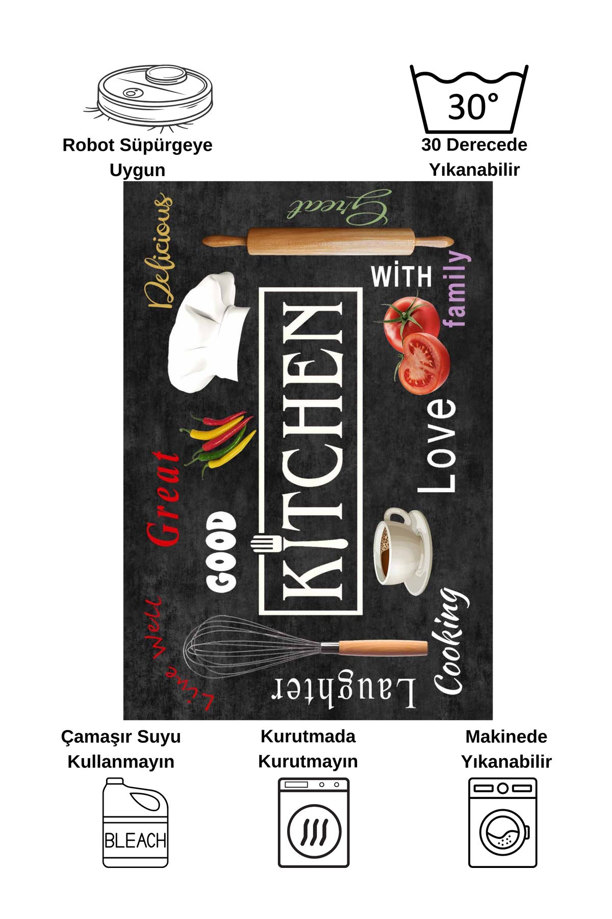 Gray Washable Kitchen Runner Latex Leather Base Rug