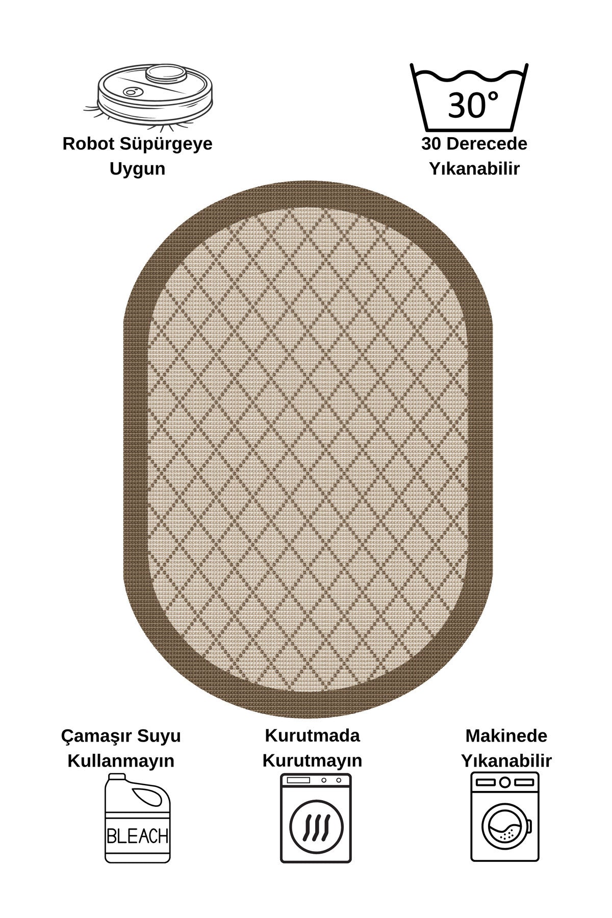 GREEN-BROWN Jute Sisal Look Bordered Non-Slip Base Runner Rug