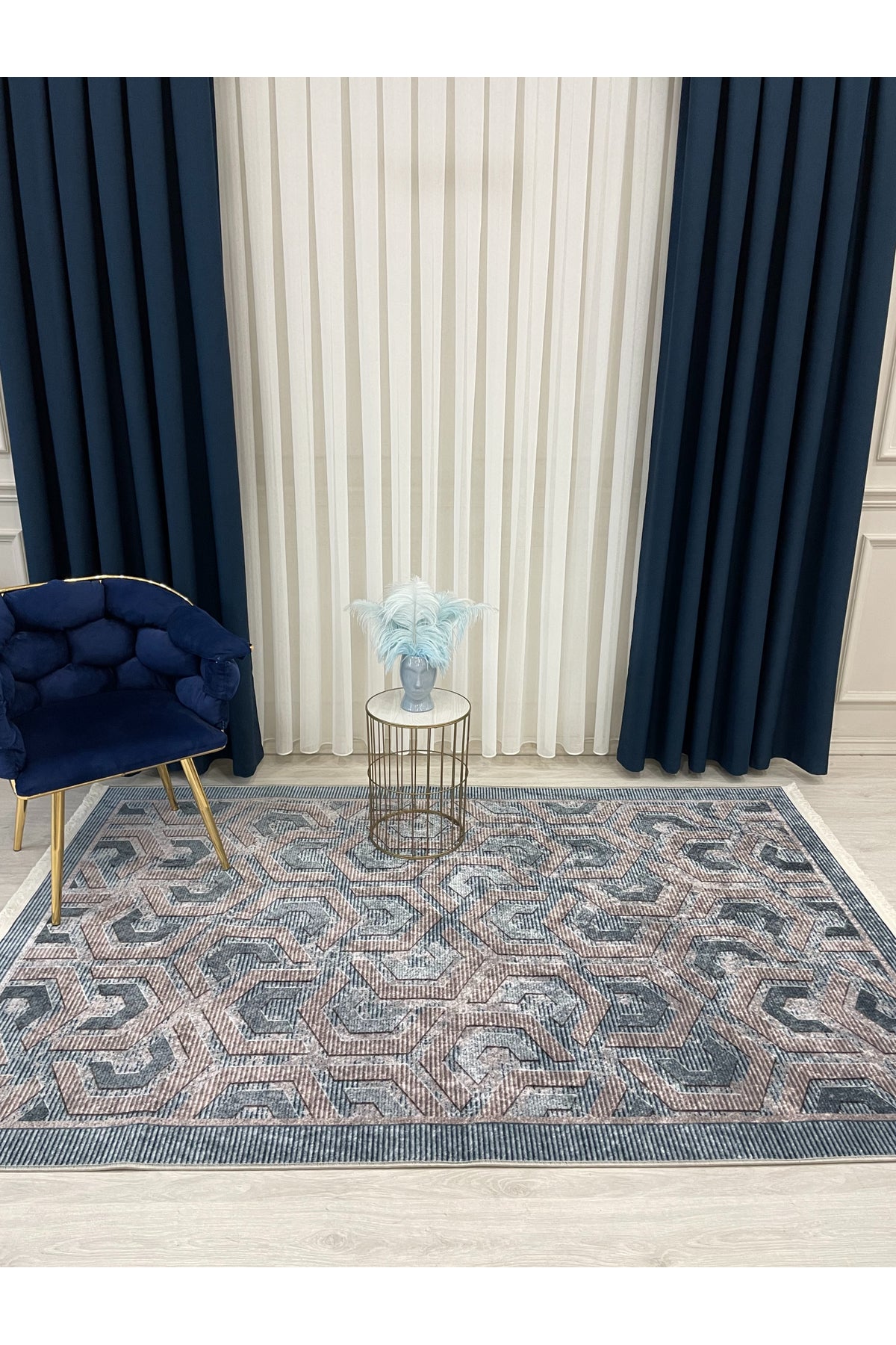 Brown Grey Embossed Look Latex Leather Base Rug