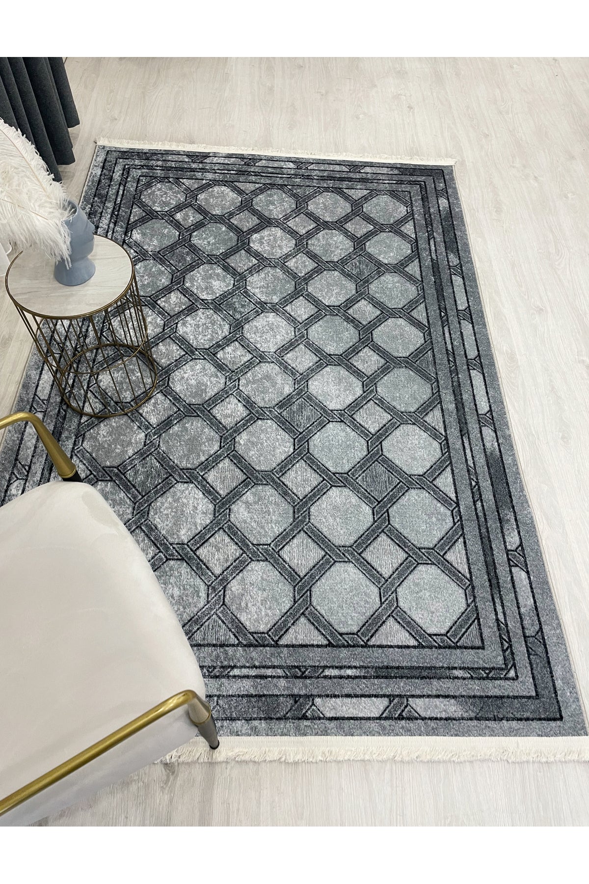 Brown Mink Embossed Look Latex Leather Base Rug