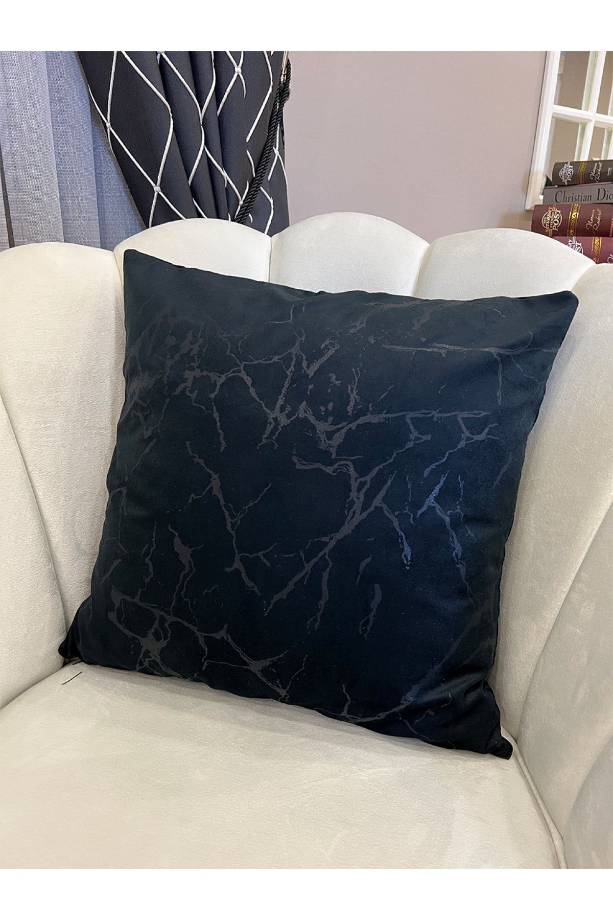 Set of 2 Velvet Throw Pillow Covers Ecru-Silver Foil (45X45)