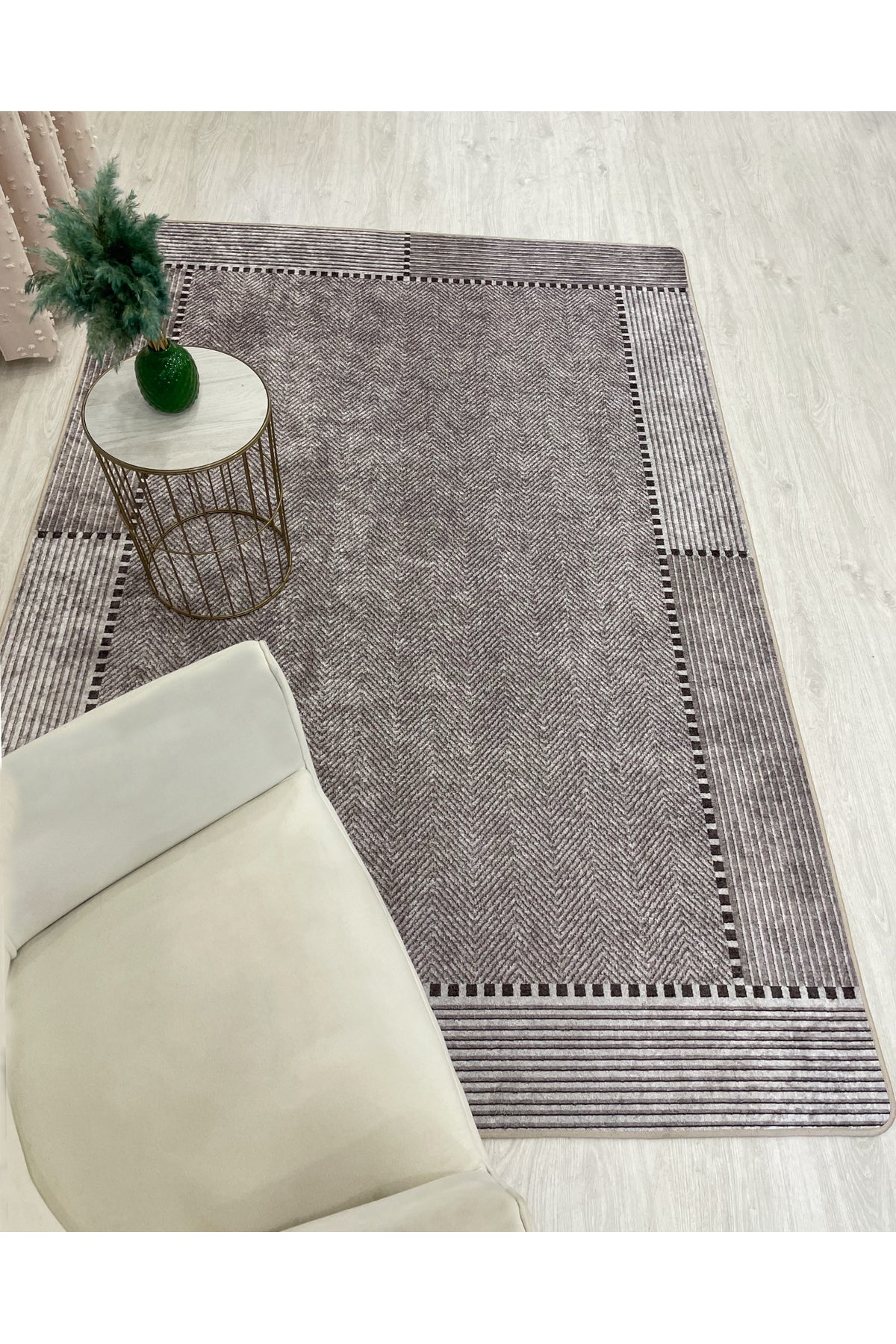GRAY-BLACK Jute Sisal Look Non-Slip Base Runner Rug