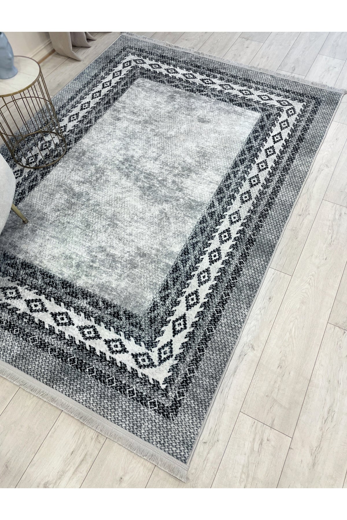 GRAY-BROWN Jute Sisal Look Latex Base Rug
