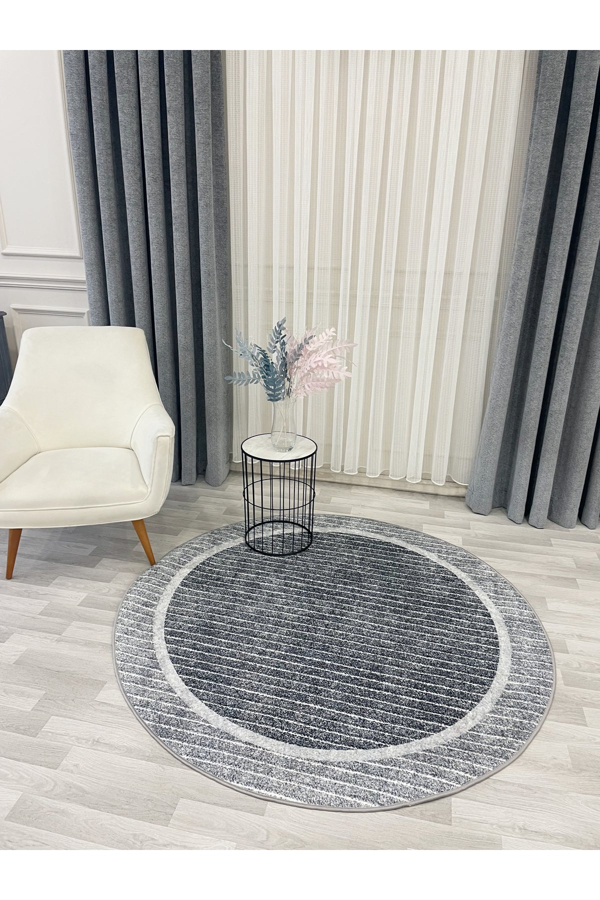 Scandinavian Style Non-Slip Sisal-Look Round Rug