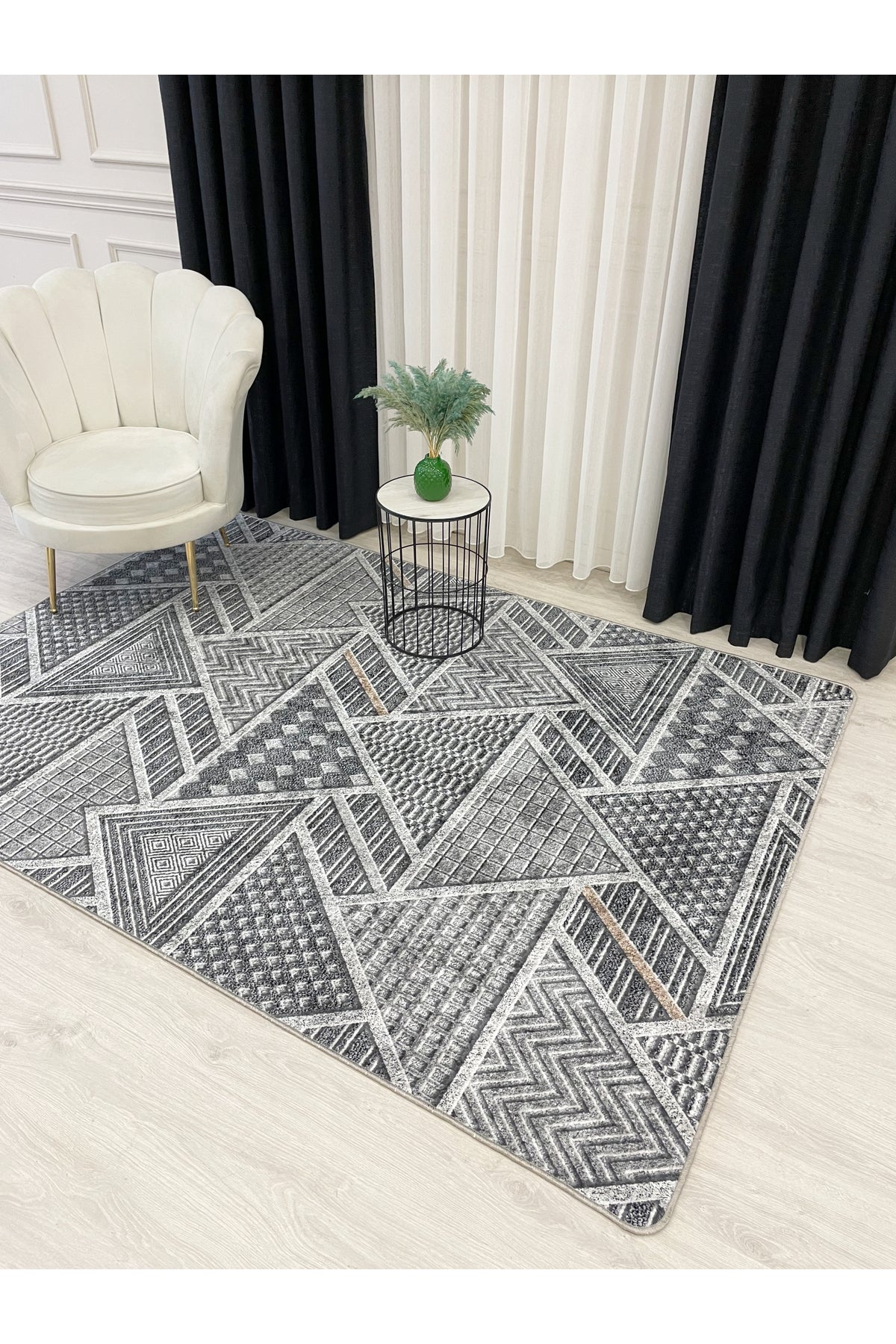 Brown Embossed Look Latex Leather Base Rug