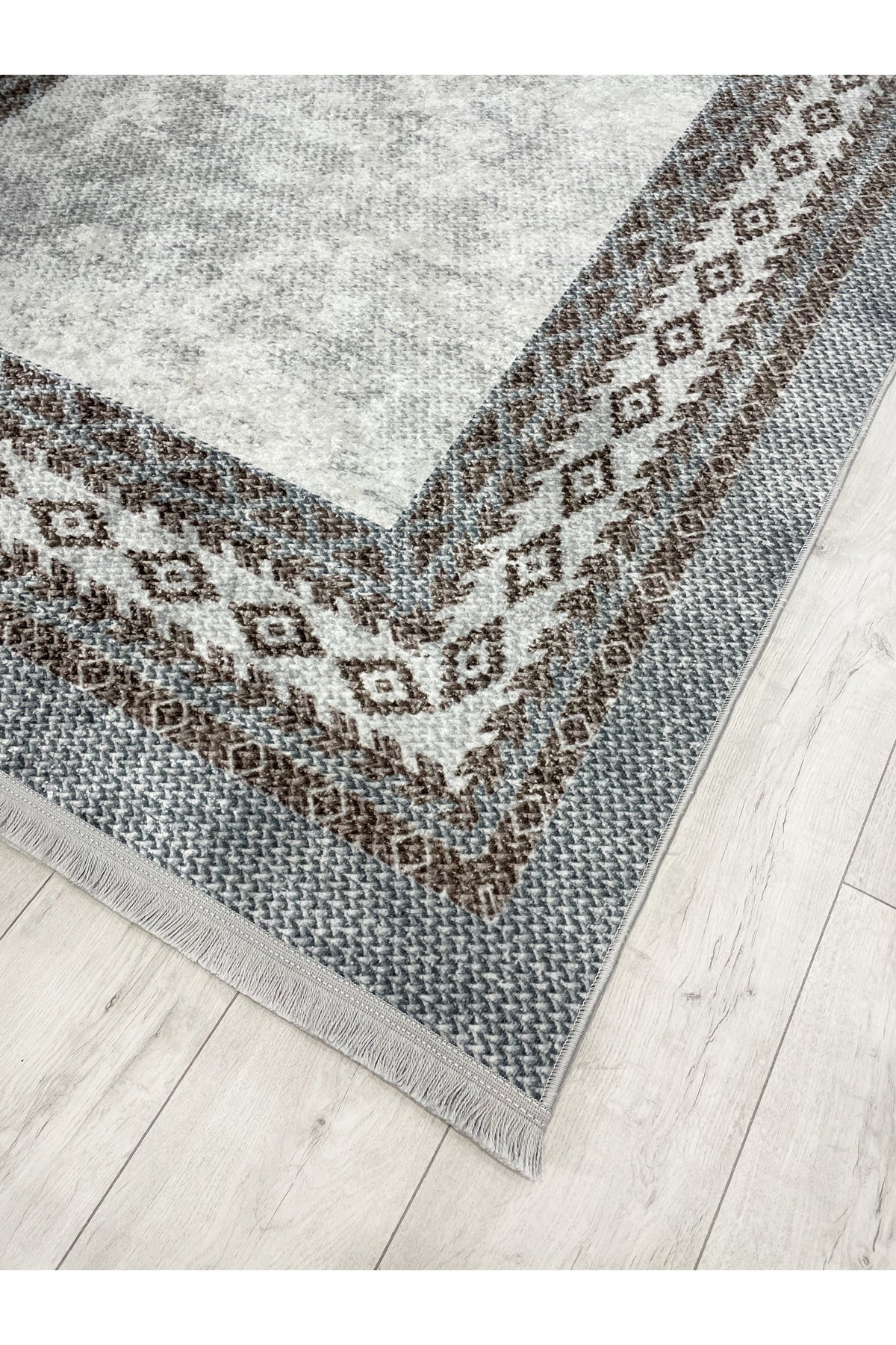 GRAY-BROWN Jute Sisal Look Latex Base Rug