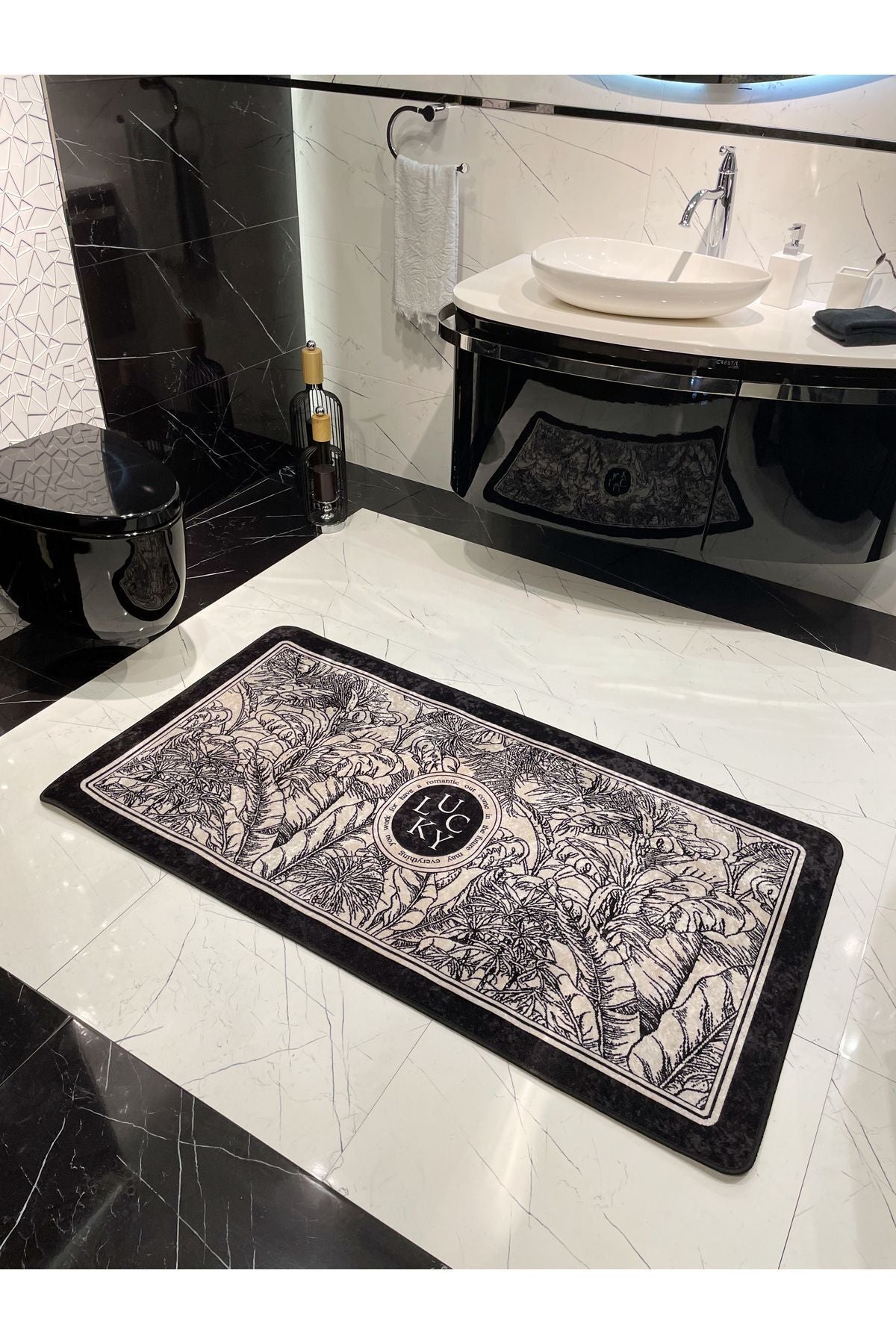 Single Floral Pattern Lucky Latex Base Bathroom Mat (60X100 SIZE)