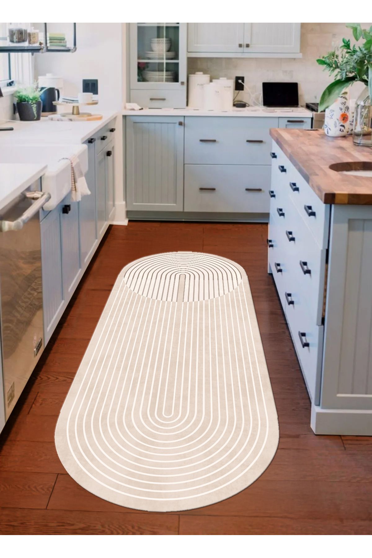 Dark Gray Washable Kitchen Runner Latex Leather Base Rug