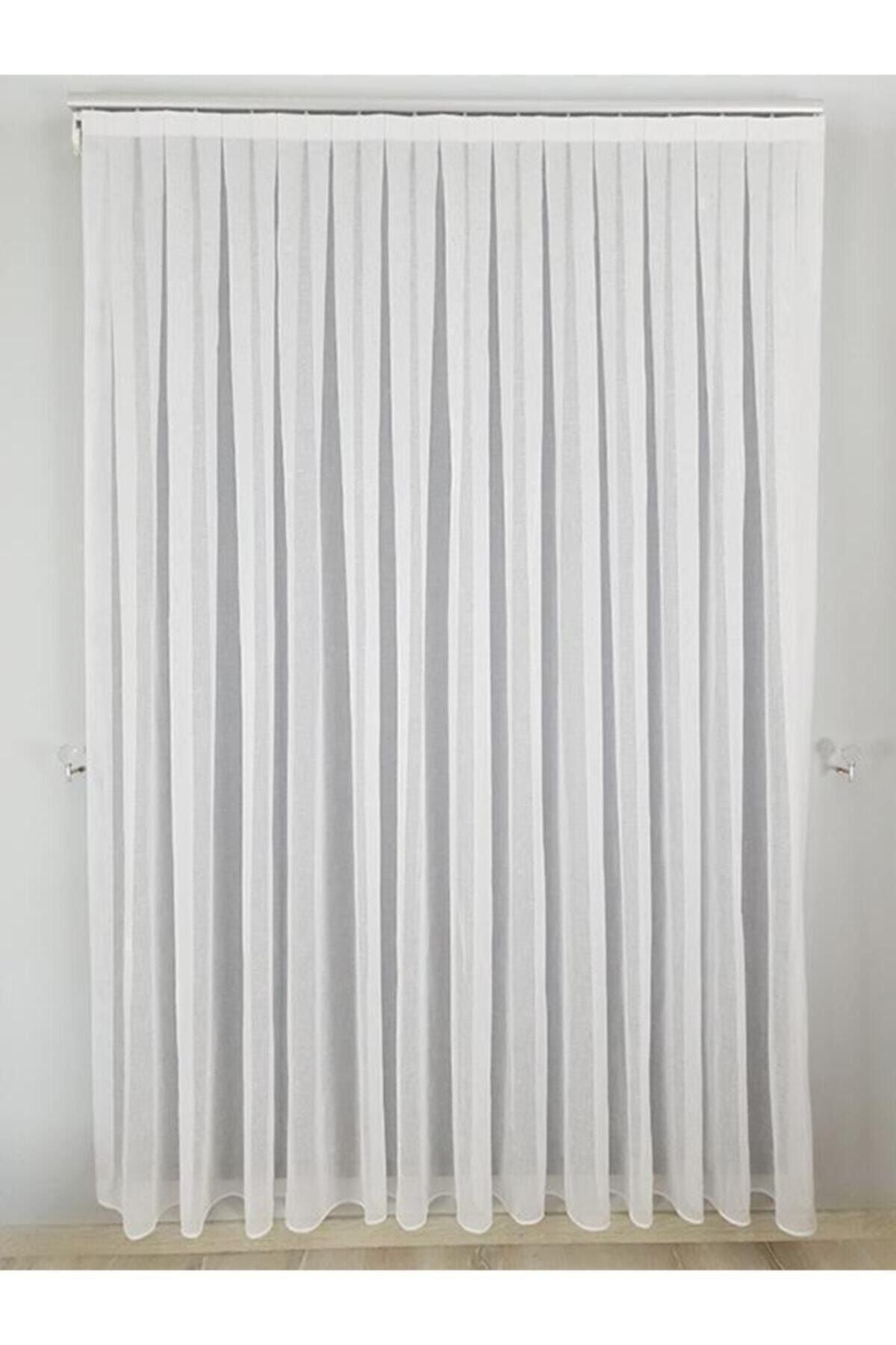 Ecru Natural Linen-Look Sheer Curtain - Ecru 1/3 Dense Pleated Heavy-Weight Wrinkle-Resistant