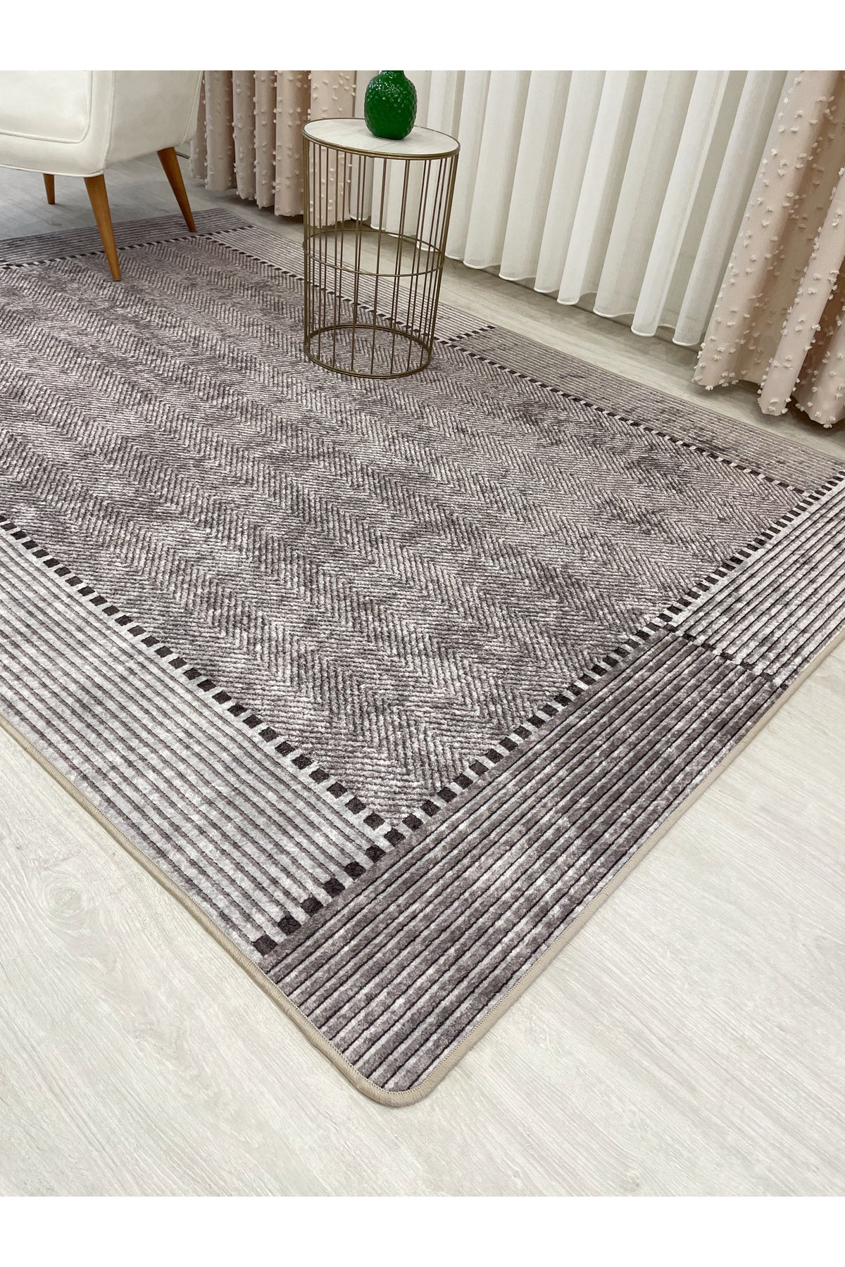 GRAY-BLACK Jute Sisal Look Non-Slip Base Runner Rug