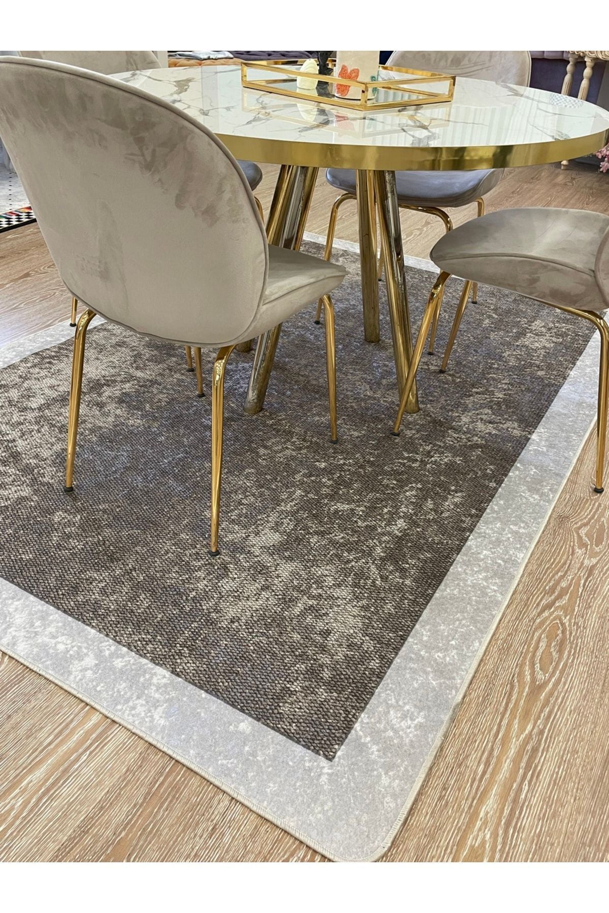 Jute-Look Washable Non-Slip Base Living Room Rug Kitchen Rug Hallway Rug - Brown - Beige