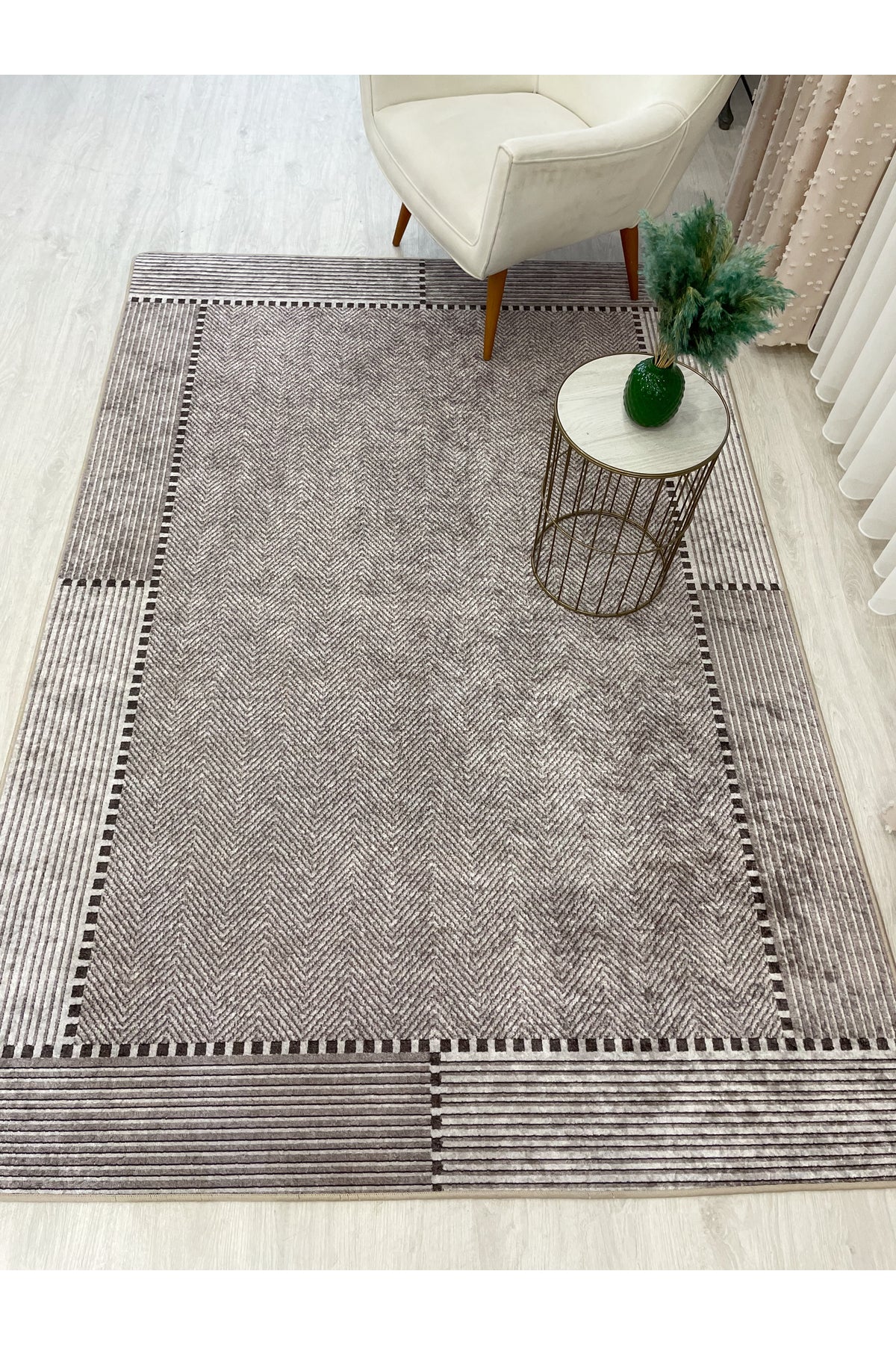 GRAY-BLACK Jute Sisal Look Non-Slip Base Runner Rug