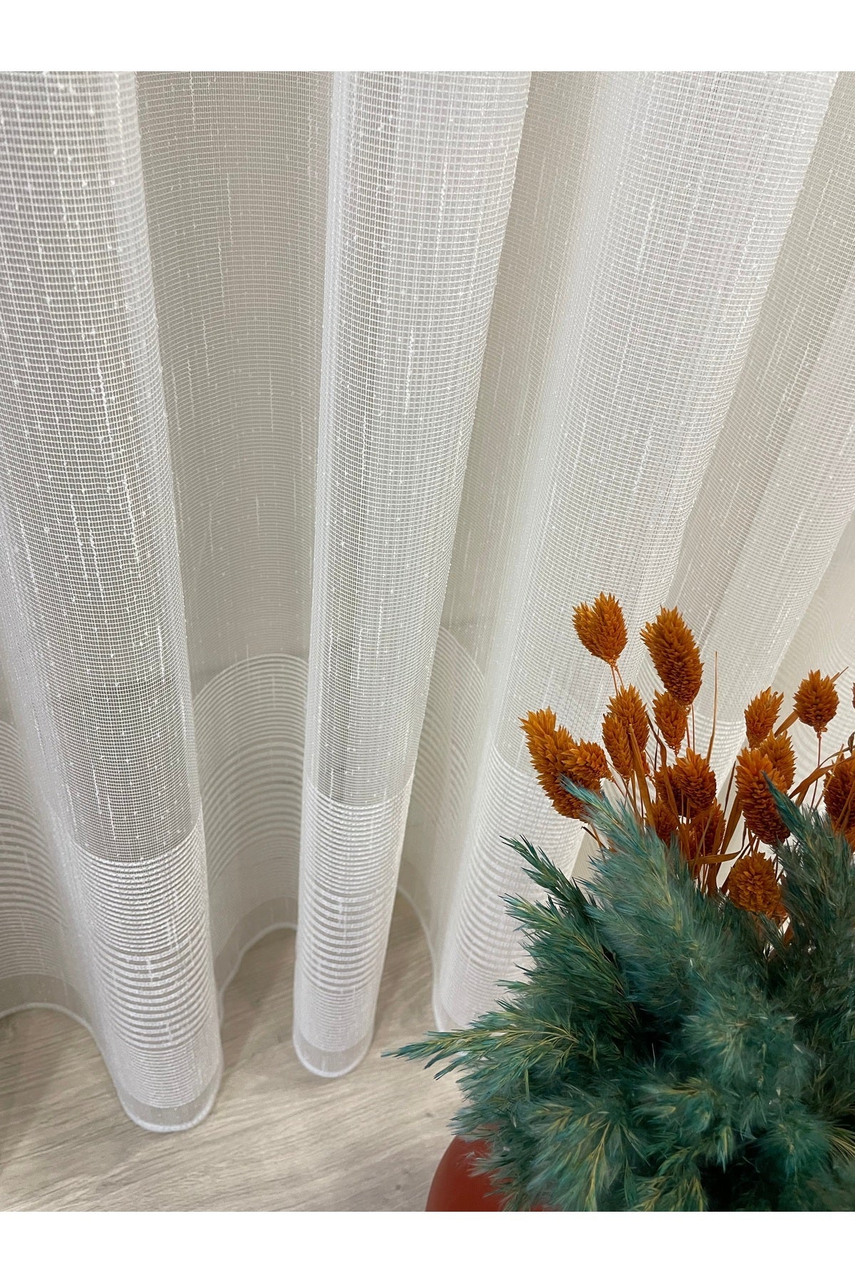 Modern Shantung 3-Row Banded 1/2.5 Pleat - Ecru Sheer Curtain