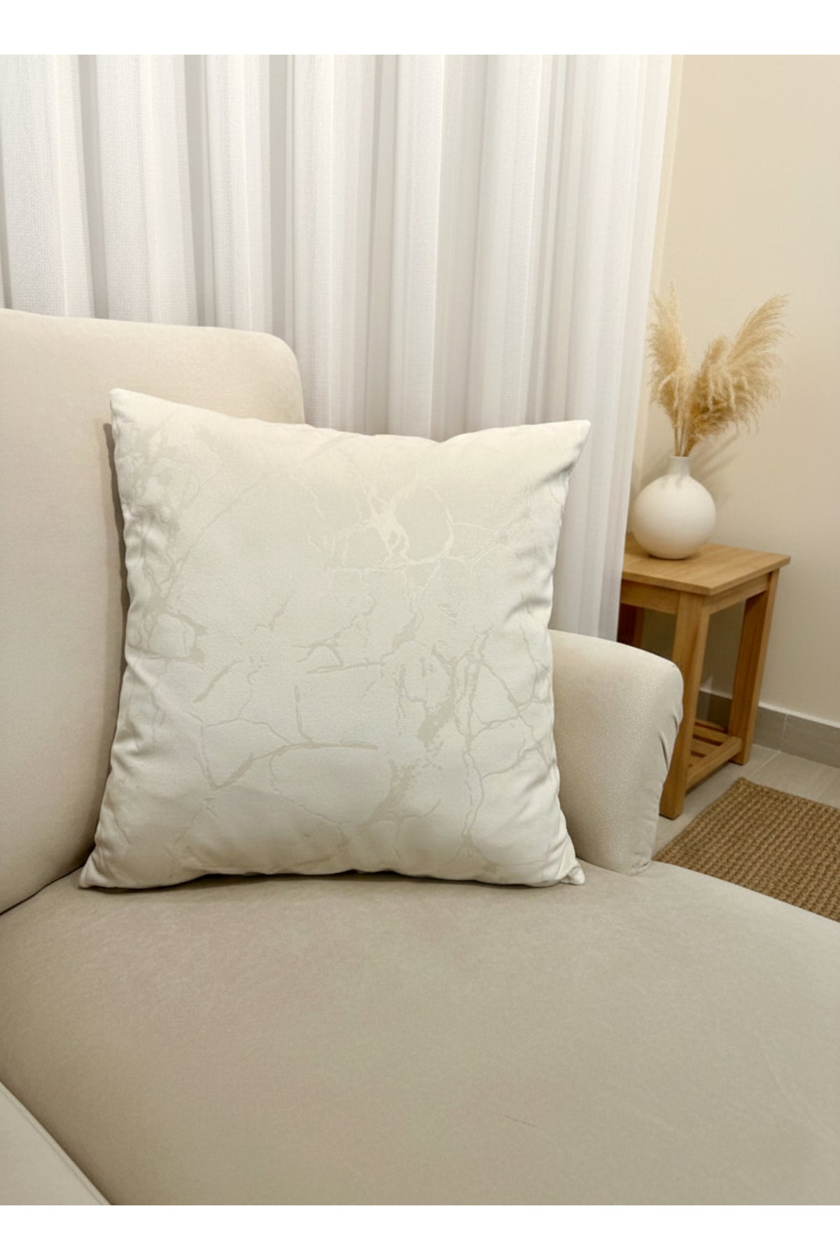 Set of 2 Velvet Throw Pillow Covers Ecru-Silver Foil (45X45)
