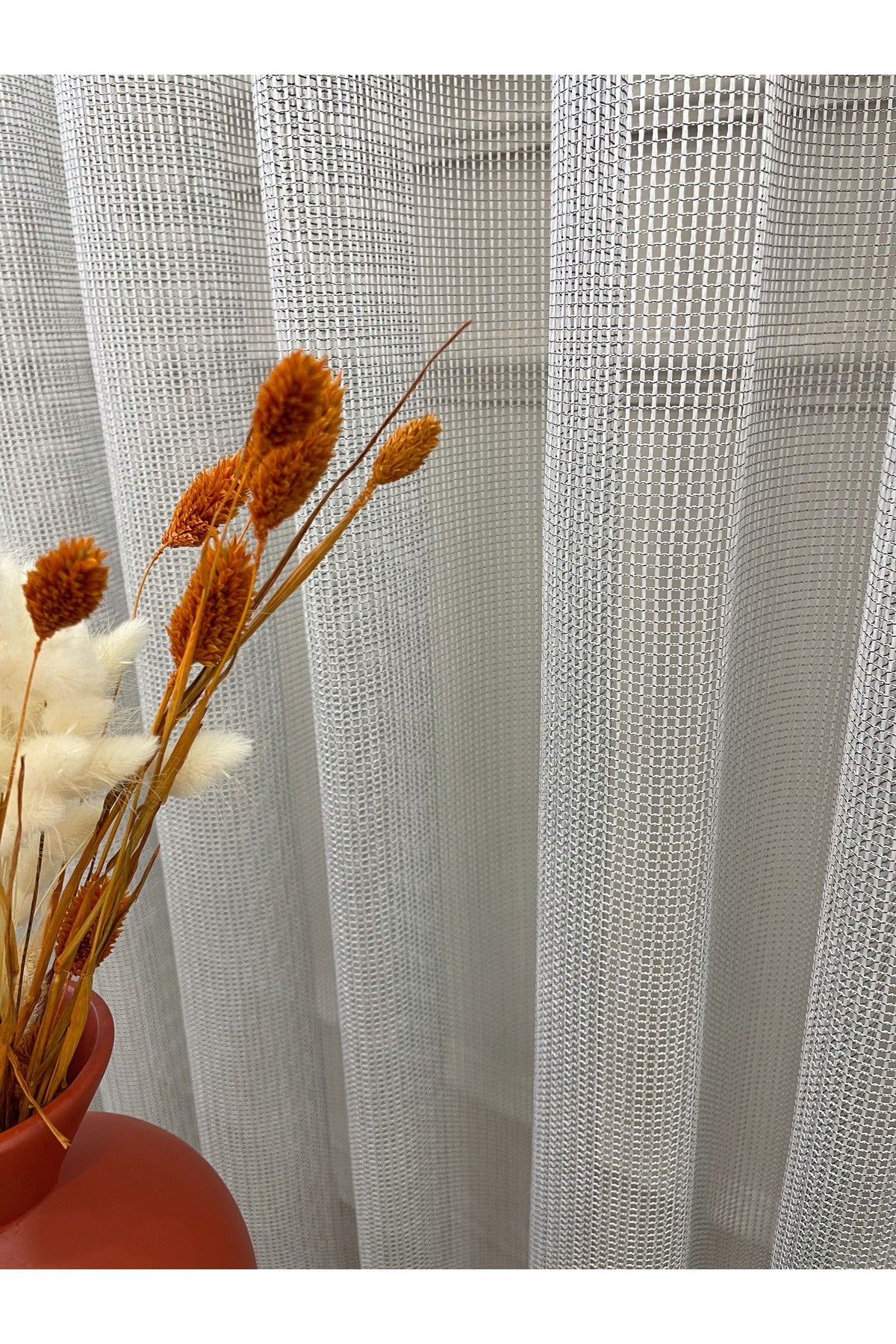 Modern Textured Knit 1/2.5 Pleat - Light Gray Sheer Curtain