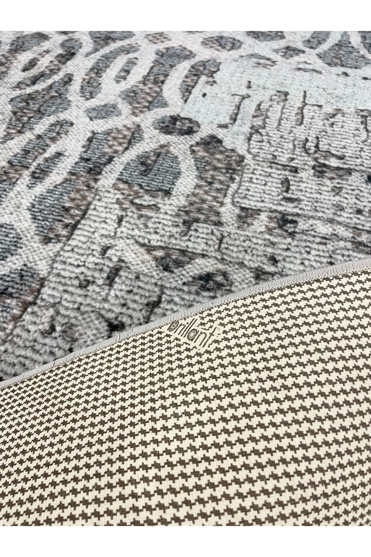 Gray Modern Woven-Look Latex Leather Base Rug