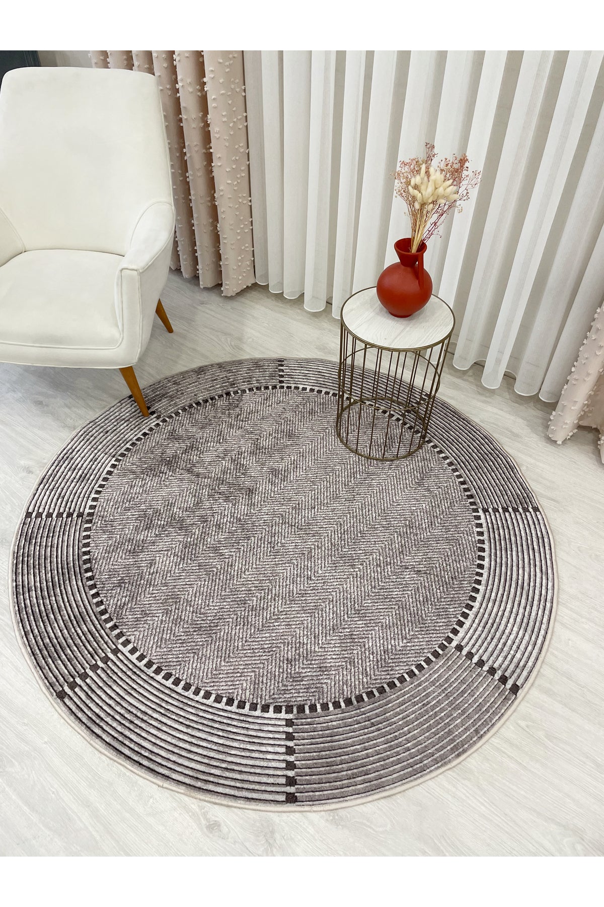 GRAY-BLACK Jute Sisal Look Non-Slip Base Runner Rug
