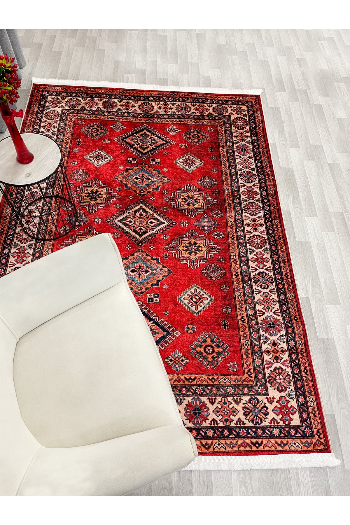 Kilim Motif FRINGED Classic Non-Slip Base Rug