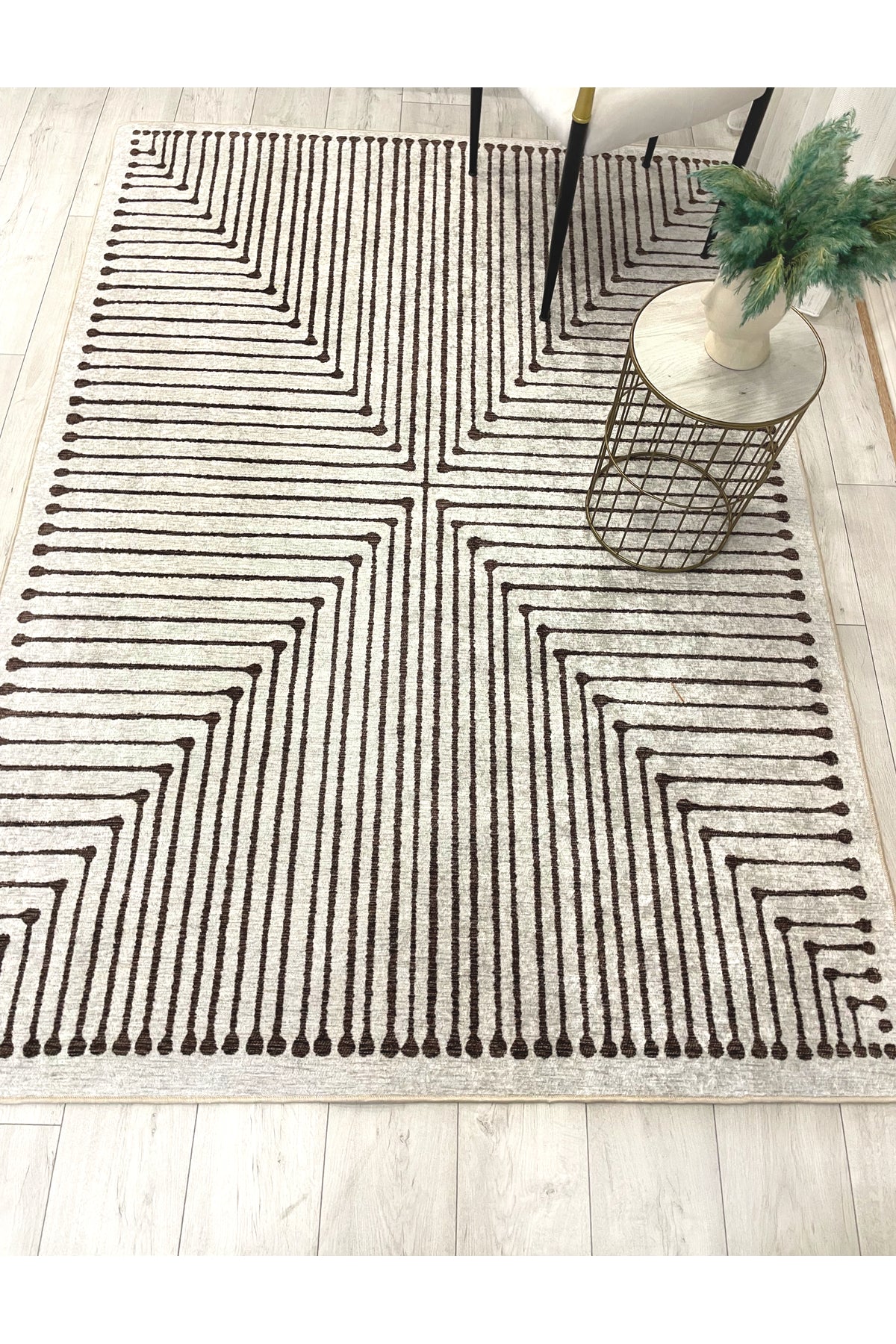 Terracotta Color Chenille-Look Design Runner Kitchen Rug