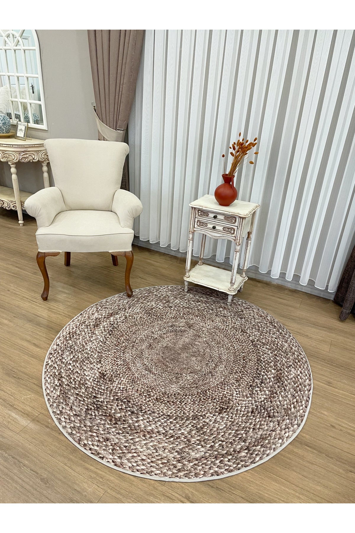 Jute Sisal Look 3D Colorful Latex Leather Base Rug