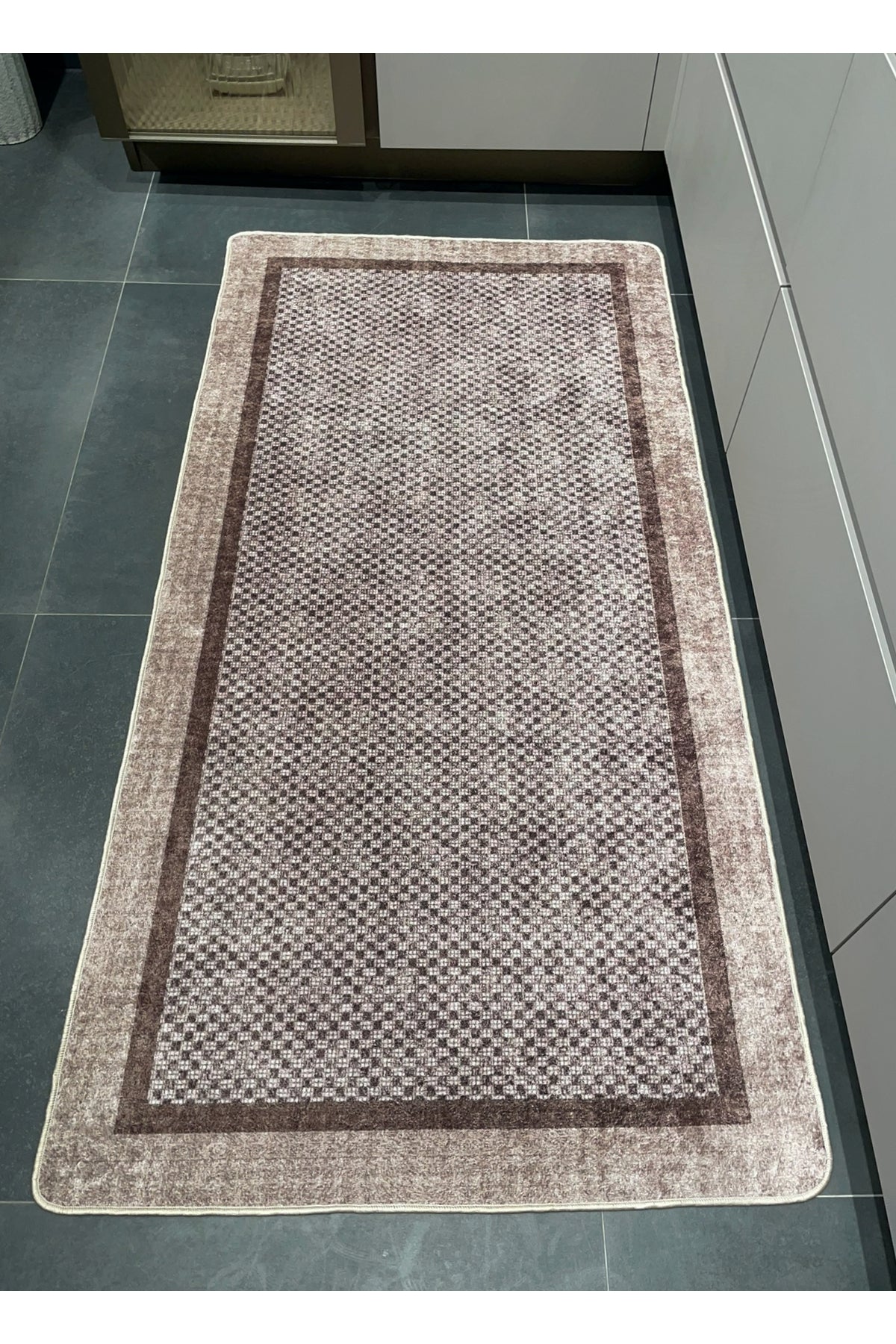 GRAY Jute Sisal-Look Bordered Non-Slip Base Runner Kitchen Rug