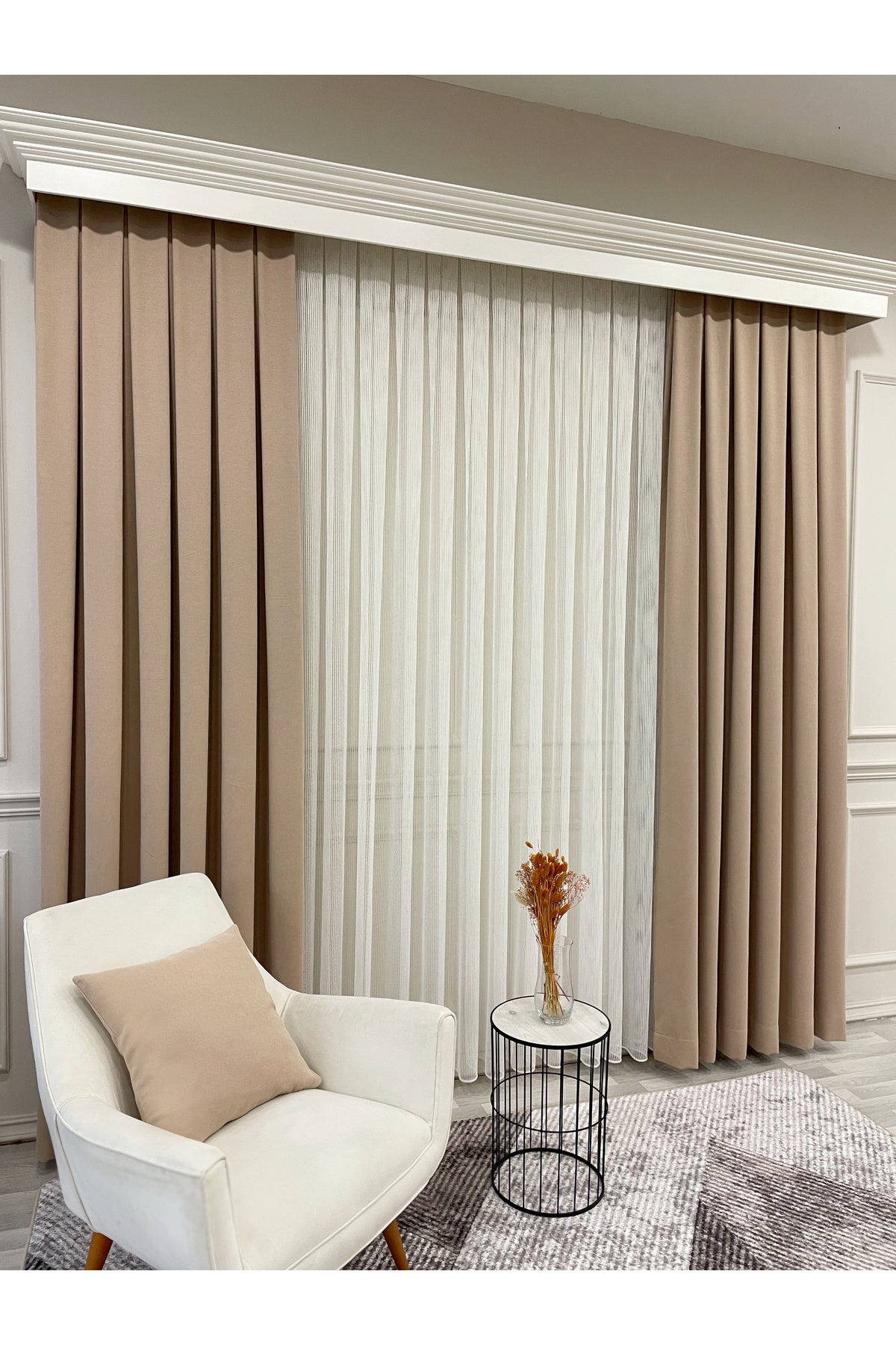 CAMEL Color 1/3 DENSE PLEAT Honeycomb Weave Soft Panama Blackout Curtain