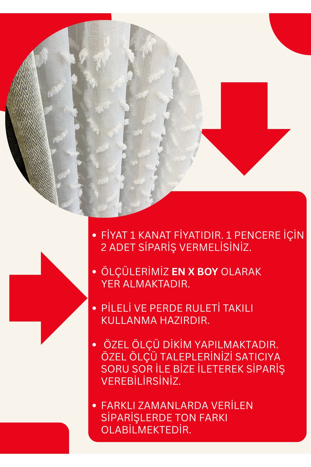 Ecru/Off-White 1/3 Dense Pleated Pompom Puffy Linen-Look Sheer Curtain