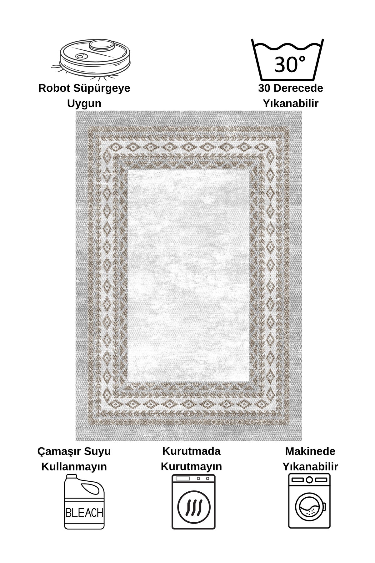 GRAY-BROWN Jute Sisal Look Latex Base Rug
