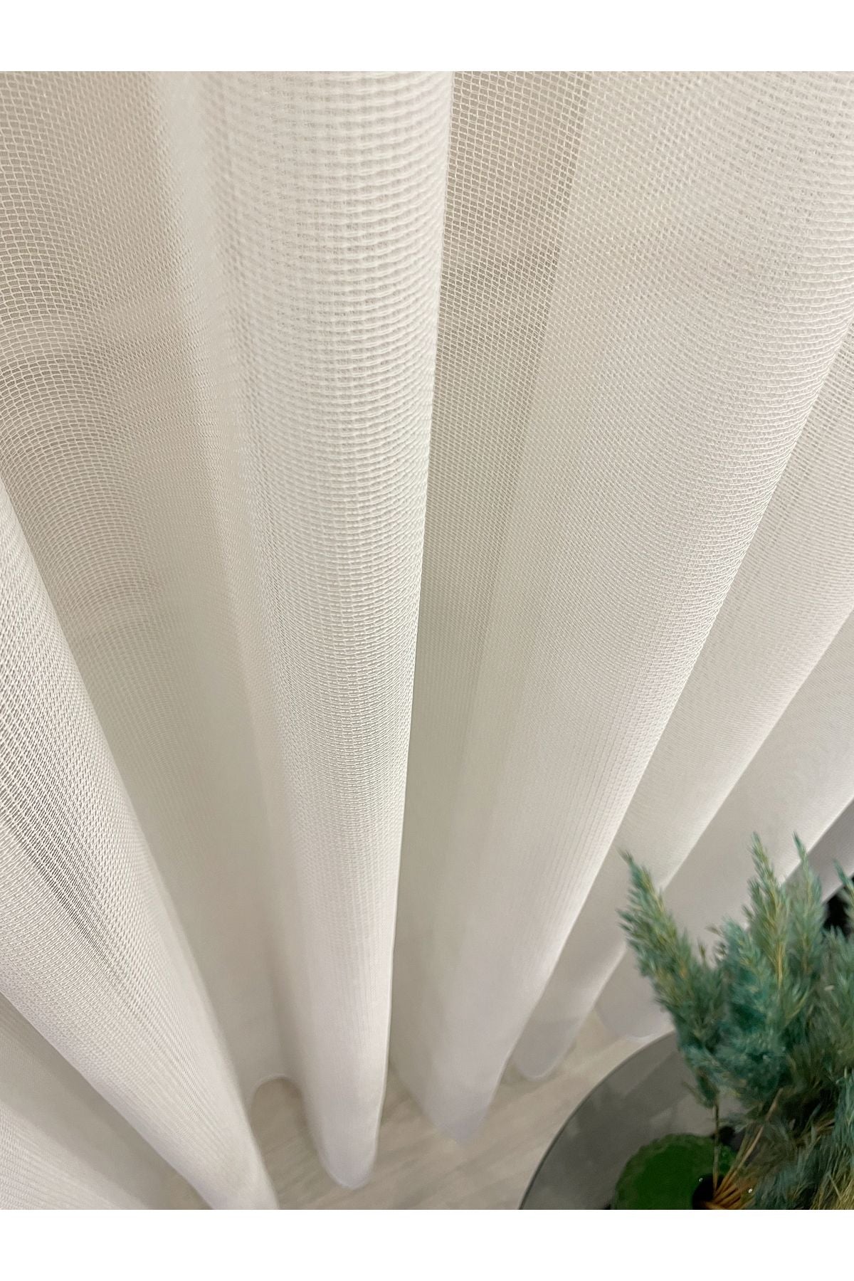 Honeycomb Textured Armor - Sheer Glitter 1/3 Dense Pleat - Ecru Sheer Curtain