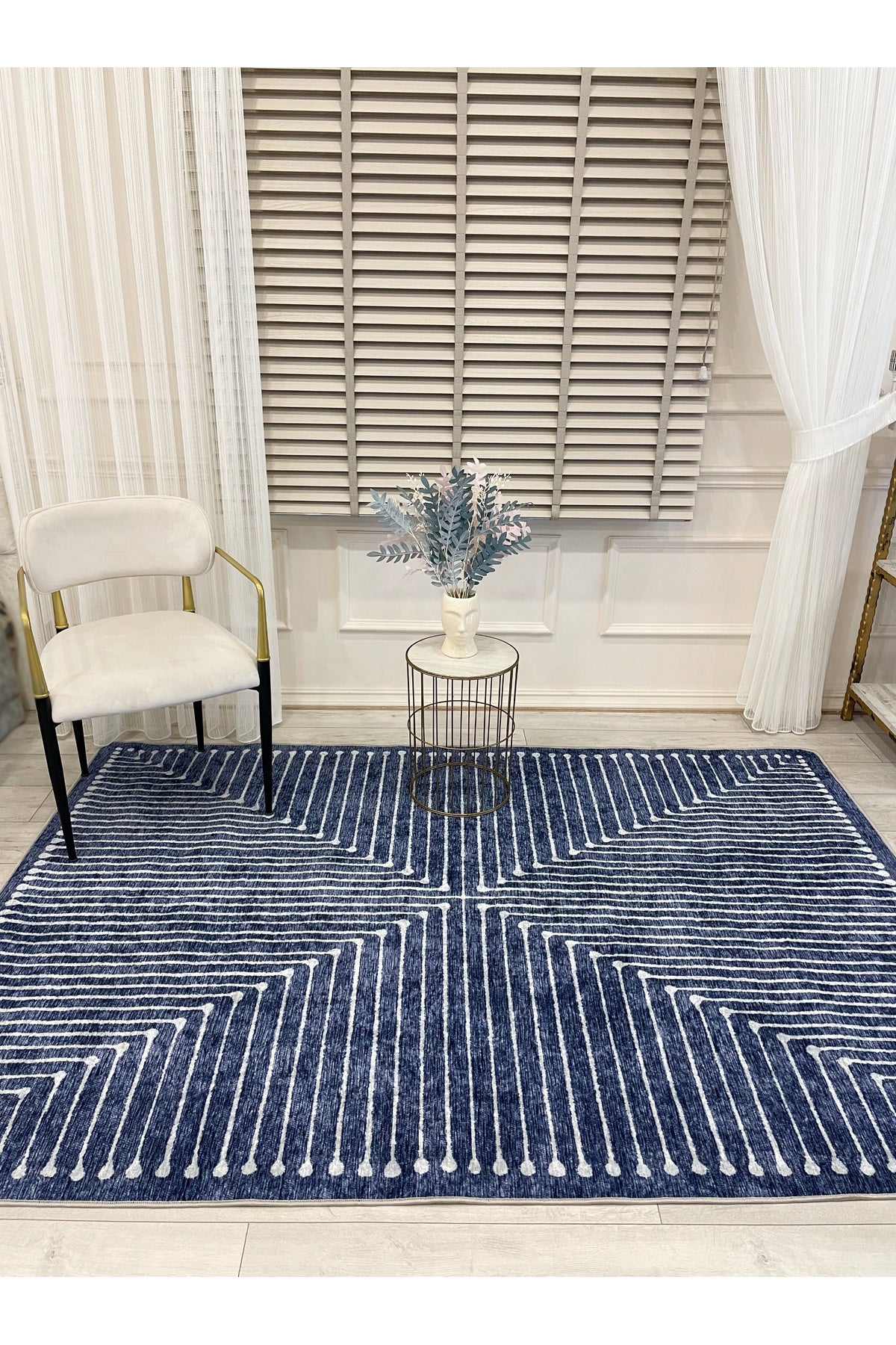 Terracotta Color Chenille-Look Design Runner Kitchen Rug