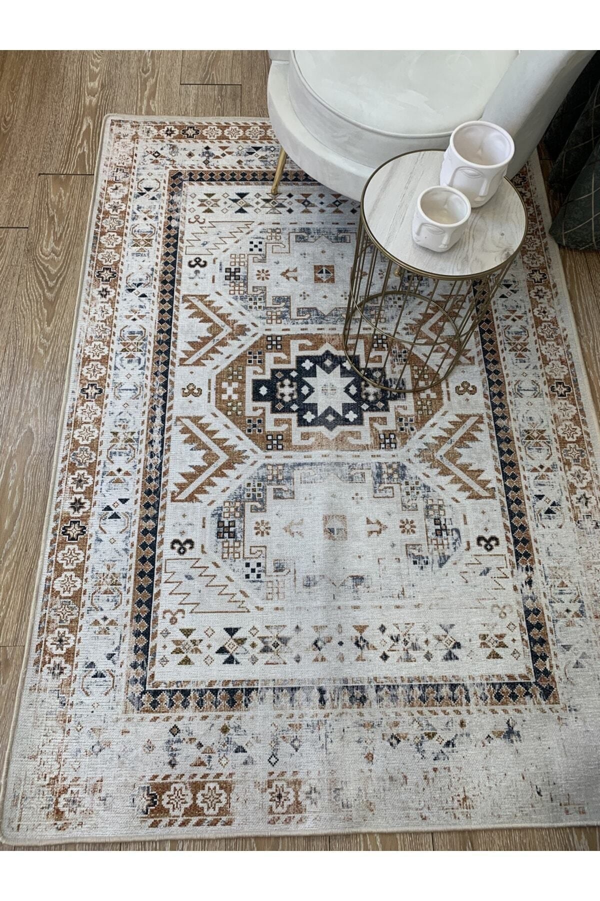 Eskitme Desen Dokuma Taban Halı Ebat 130x190