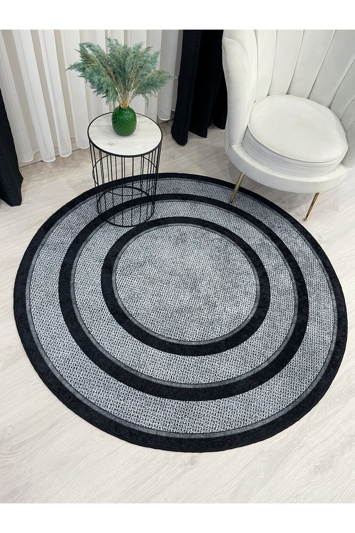 Jute Sisal Bordered Look Decorative Rug - Brown - Black