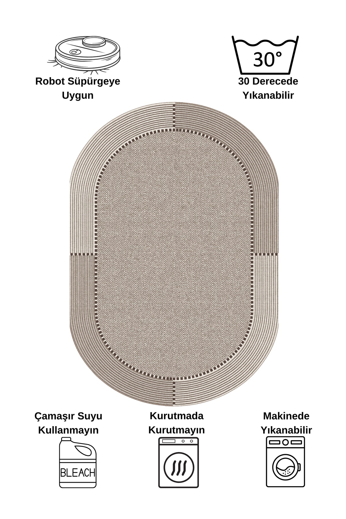 GRAY-NAVY Jute Sisal Look Non-Slip Base Rug