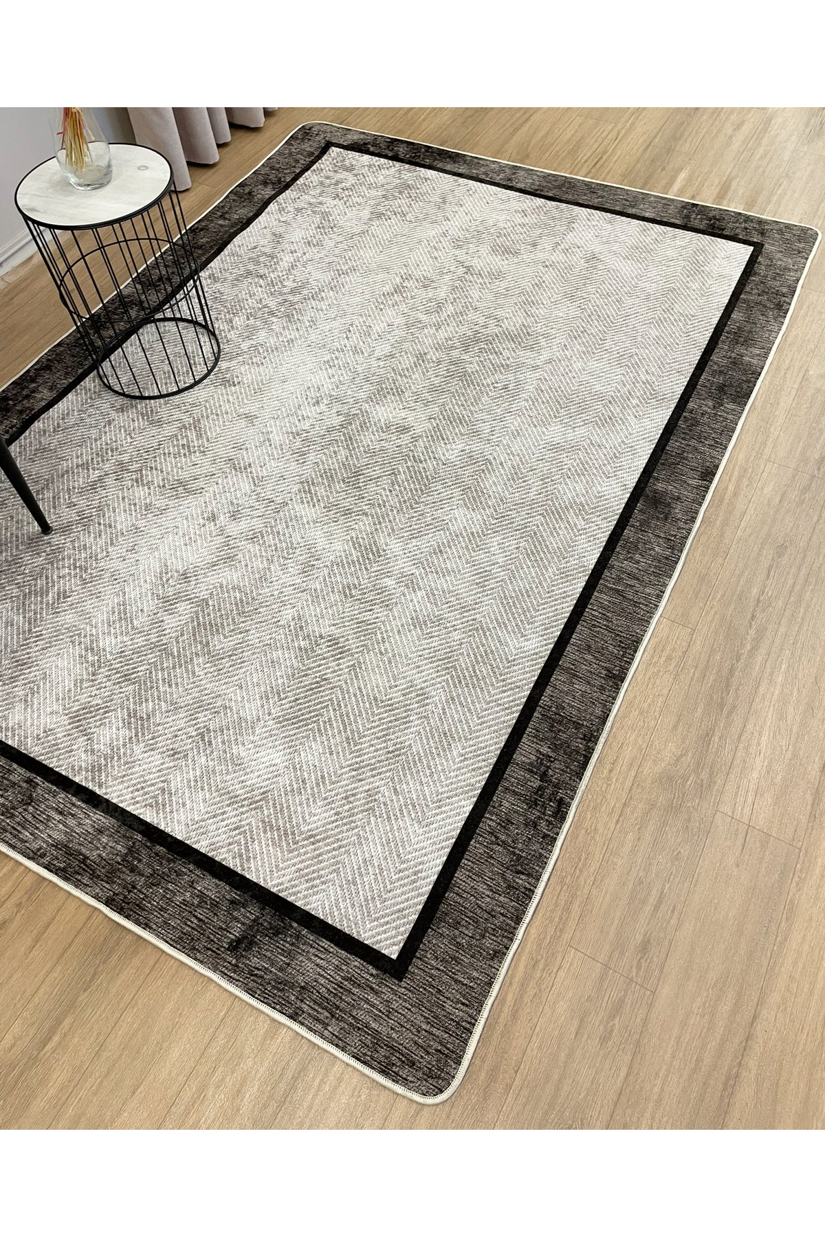 GRAY Jute Sisal-Look Bordered Non-Slip Base Runner Kitchen Rug